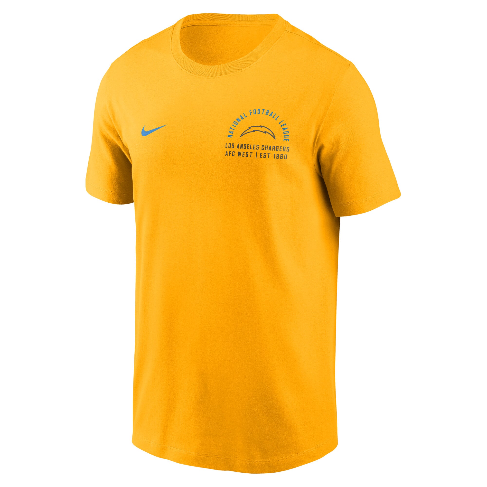 T-shirt Nike doré pour homme, logo divisé des Los Angeles Chargers