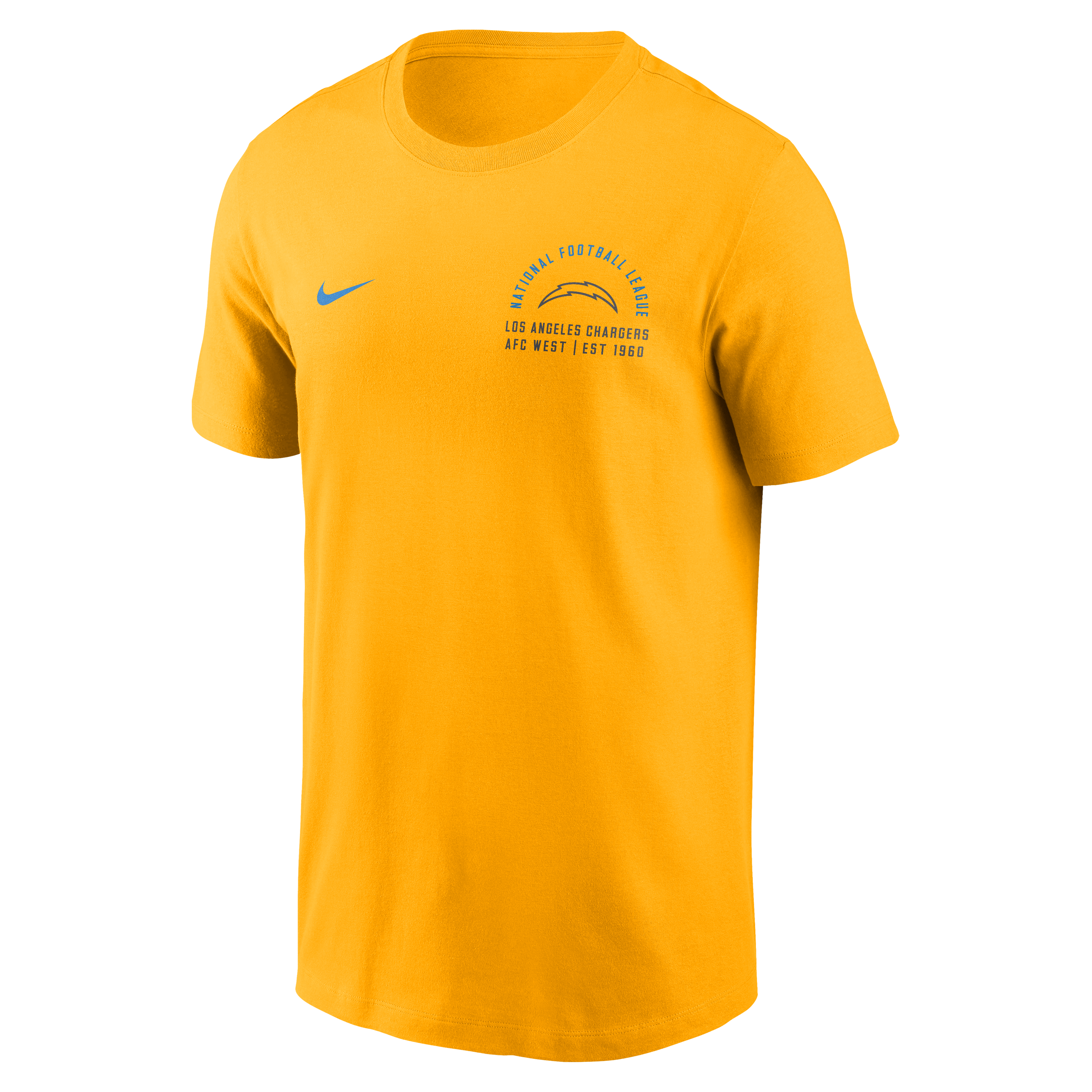 T-shirt Nike doré pour homme, logo divisé des Los Angeles Chargers