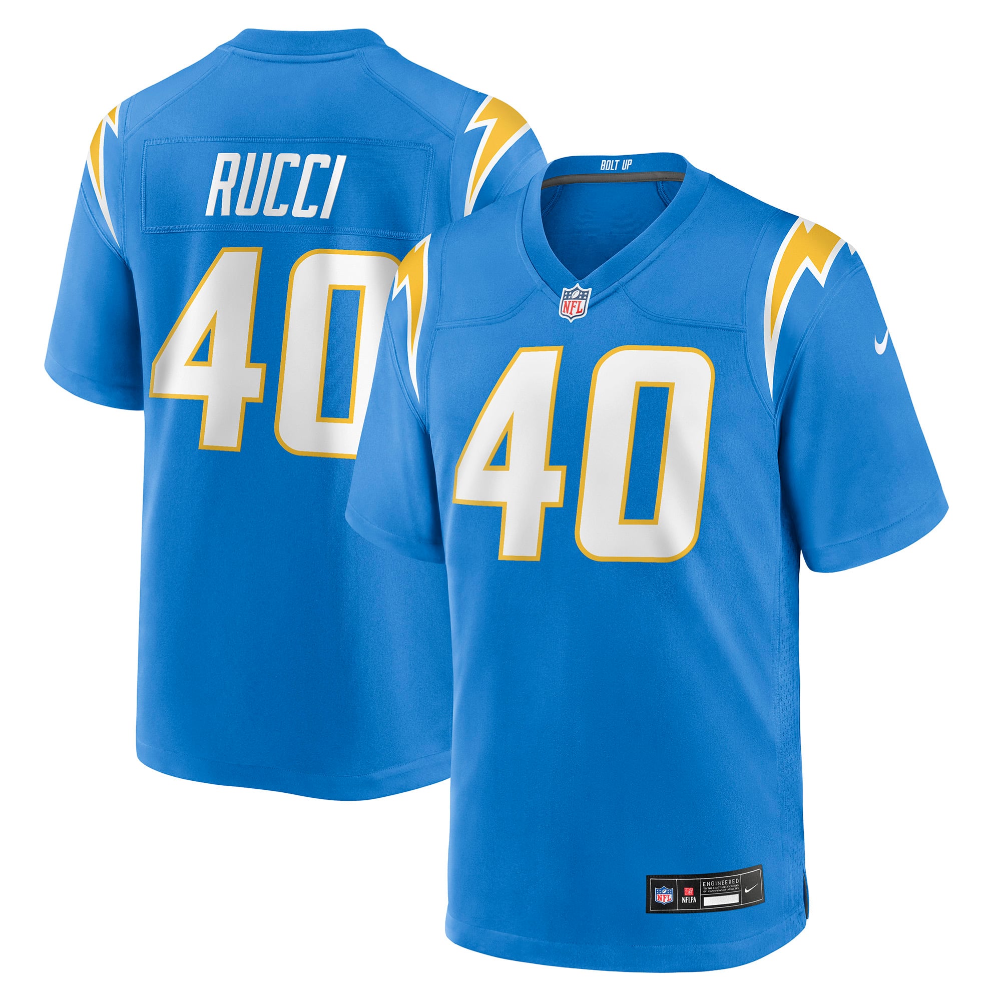 Maillot de match Nike Hayden Rucci bleu poudré des Chargers Los Angeles pour homme