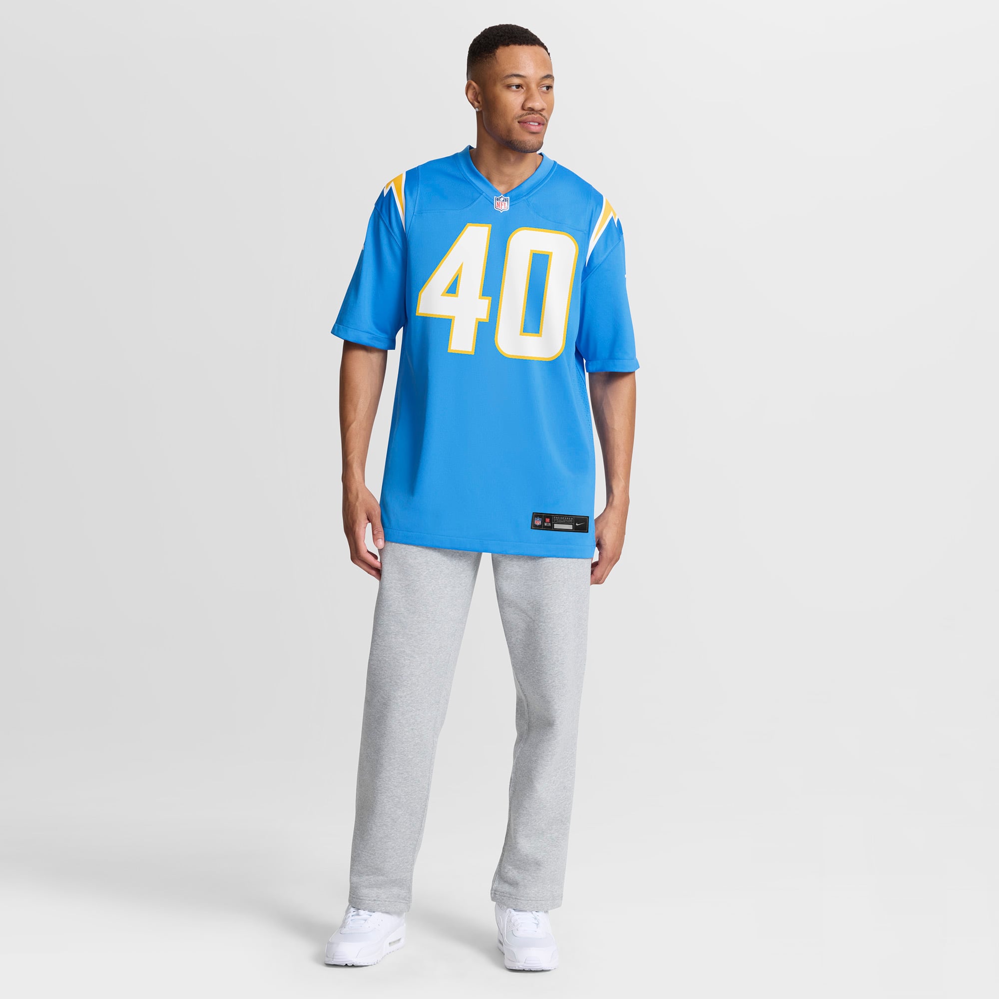 Maillot de match Nike Hayden Rucci bleu poudré des Chargers Los Angeles pour homme
