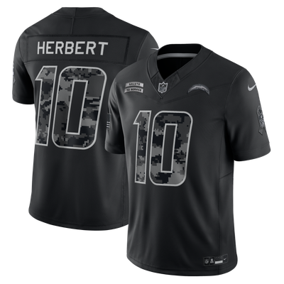 Justin Herbert Los Angeles Chargers Nike 2026 Salute to Service Stitched Limited Jersey - Black