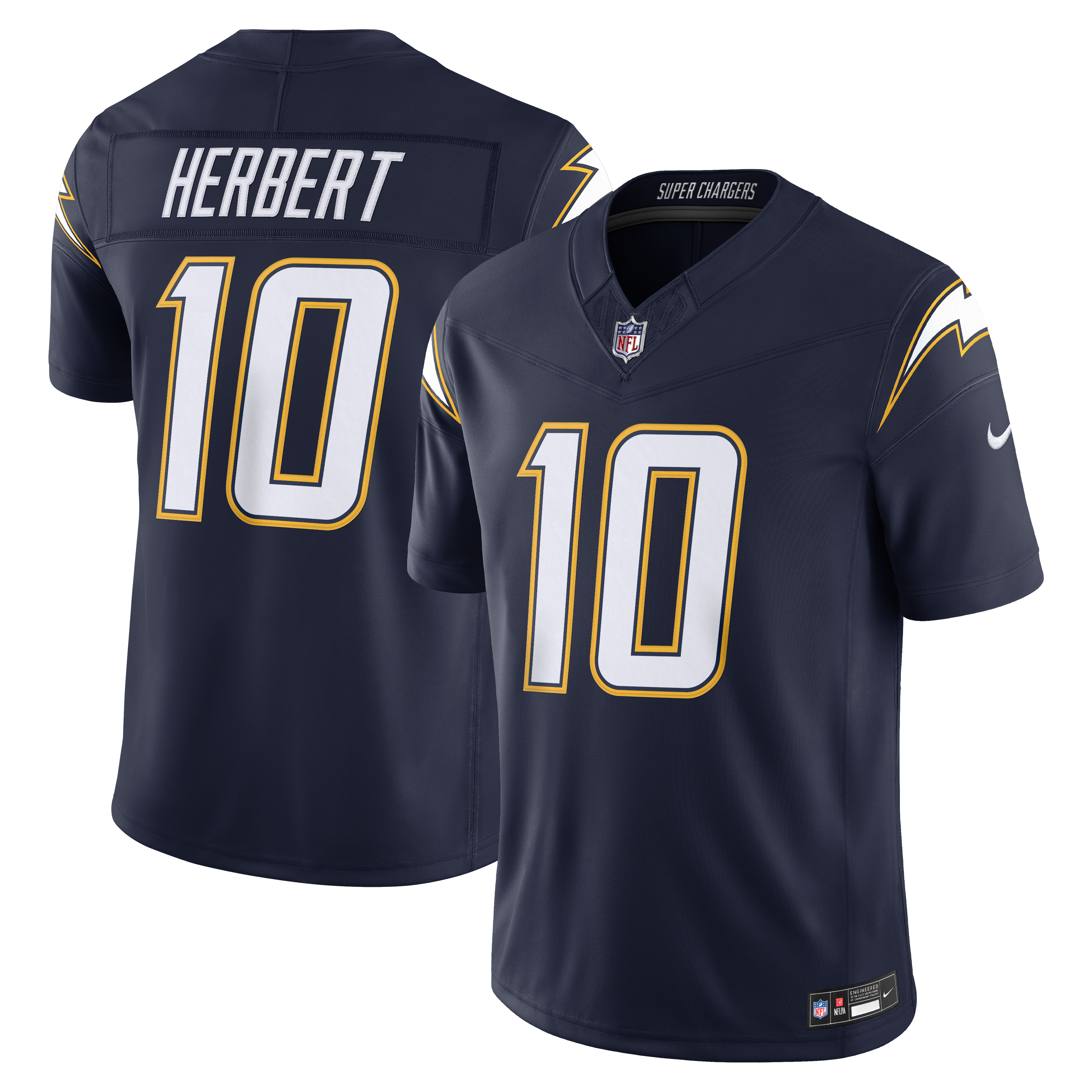 Maillot Nike Justin Herbert bleu poudré Los Angeles Chargers Team Vapor F.U.S.E. édition limitée cousue