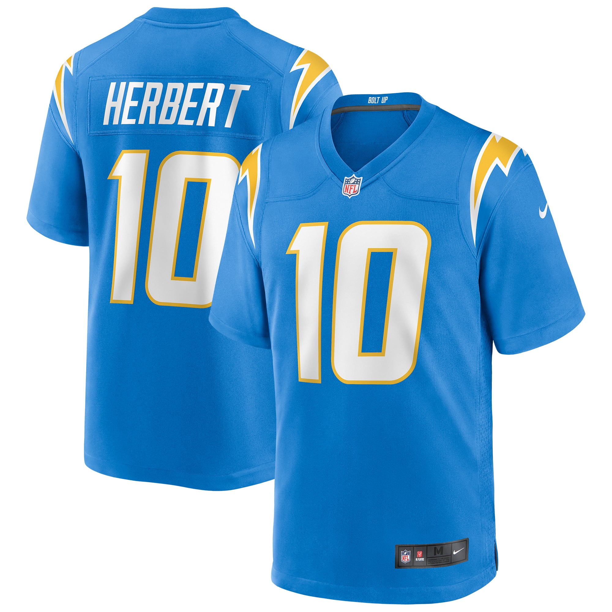 Maillot de match Nike Justin Herbert bleu poudré des Chargers Los Angeles pour homme
