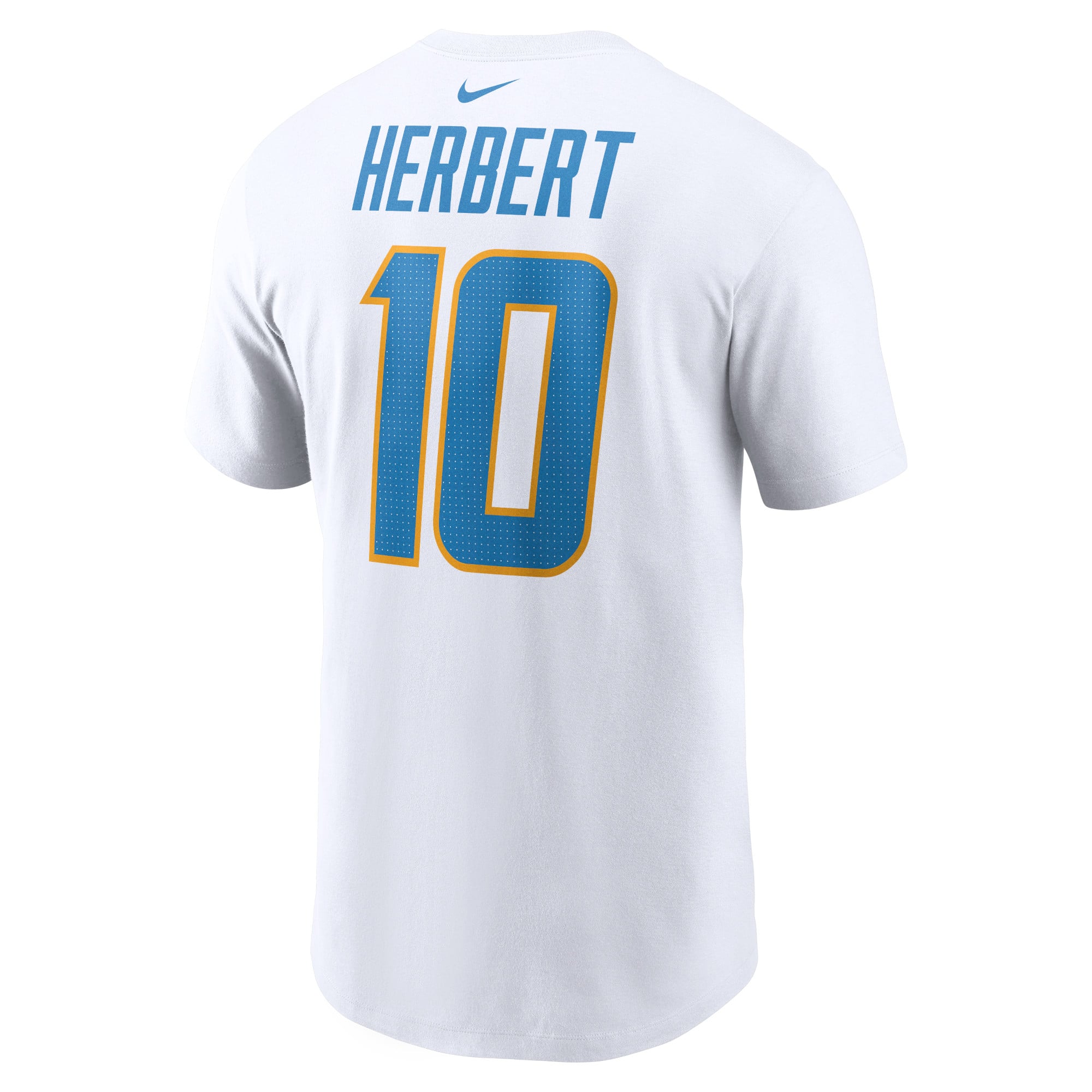 Men's Nike Justin Herbert White Los Angeles Chargers Name & Number T-Shirt