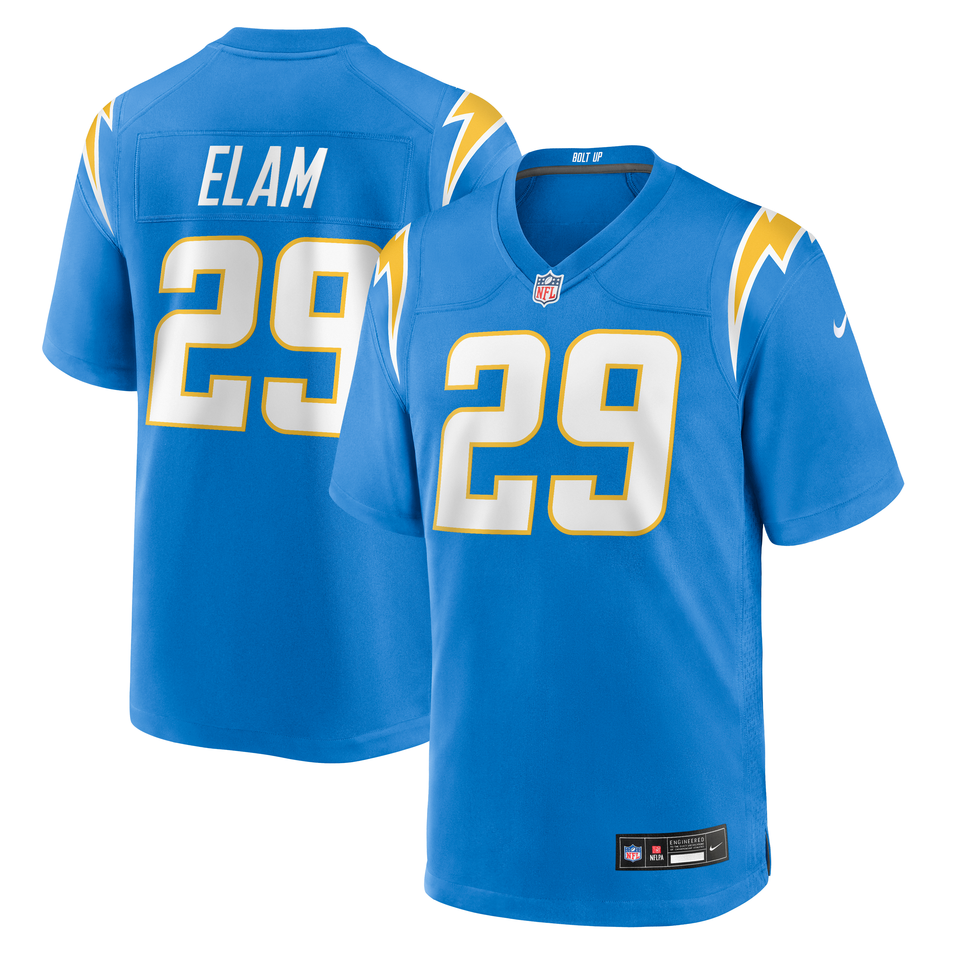 Men's Nike Kaiir Elam Powder Blue Los Angeles Chargers Team Game Jersey