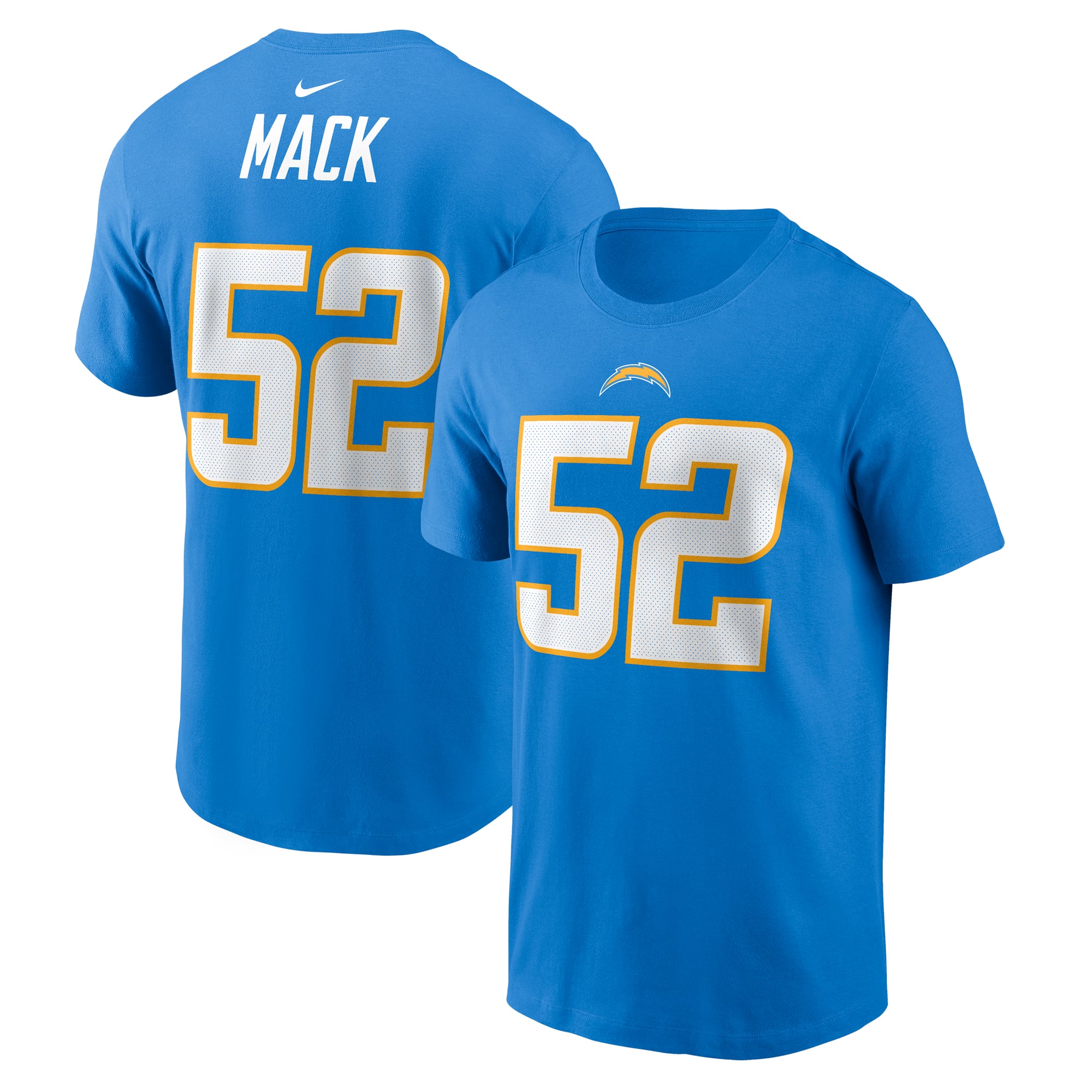 Men's Nike Khalil Mack Powder Blue Los Angeles Chargers Name & Number T-Shirt