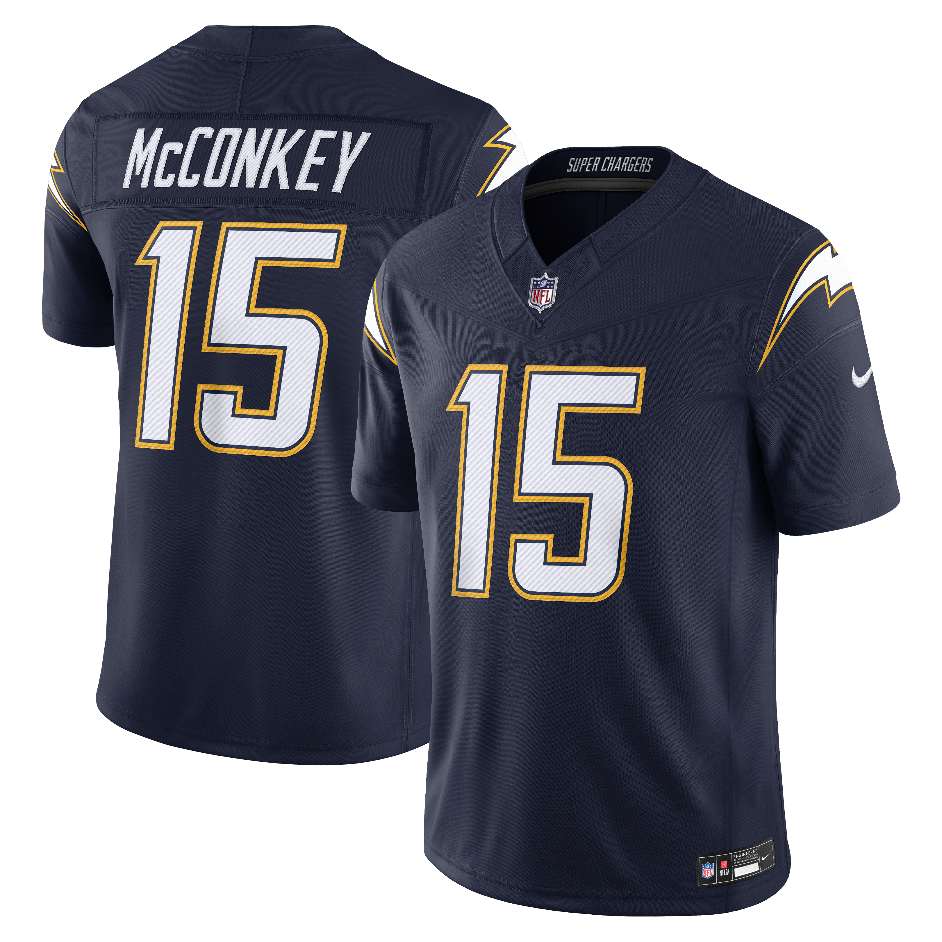 Men's Nike Ladd McConkey Powder Blue Los Angeles Chargers Team Vapor F.U.S.E. Stitched Limited Jersey