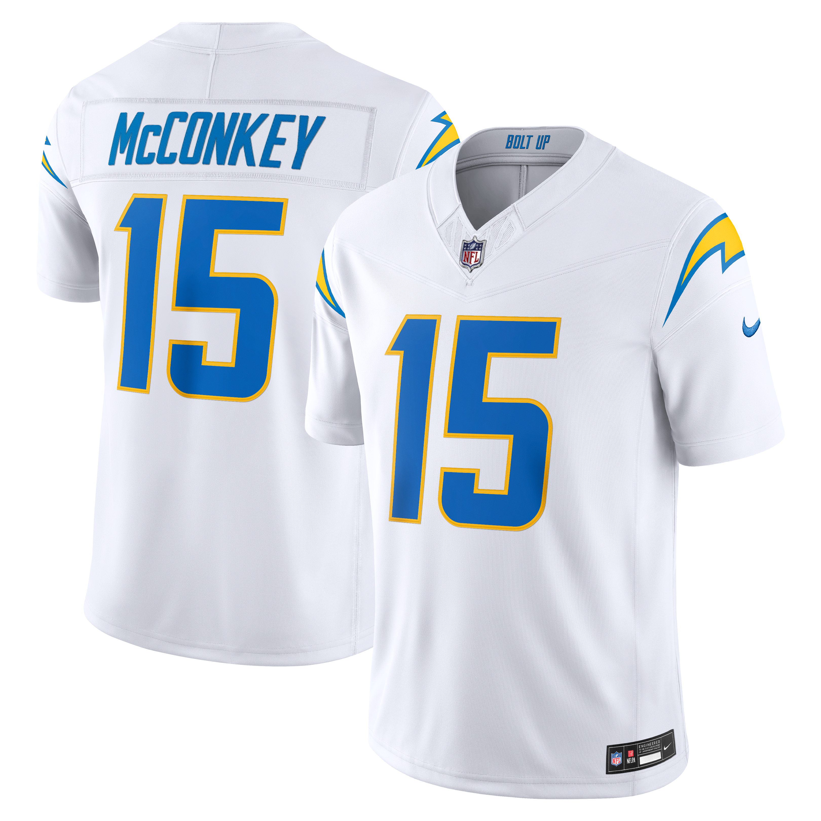 Maillot Nike Ladd McConkey blanc Los Angeles Chargers Alternate Vapor F.U.S.E. Stitched Limited pour homme
