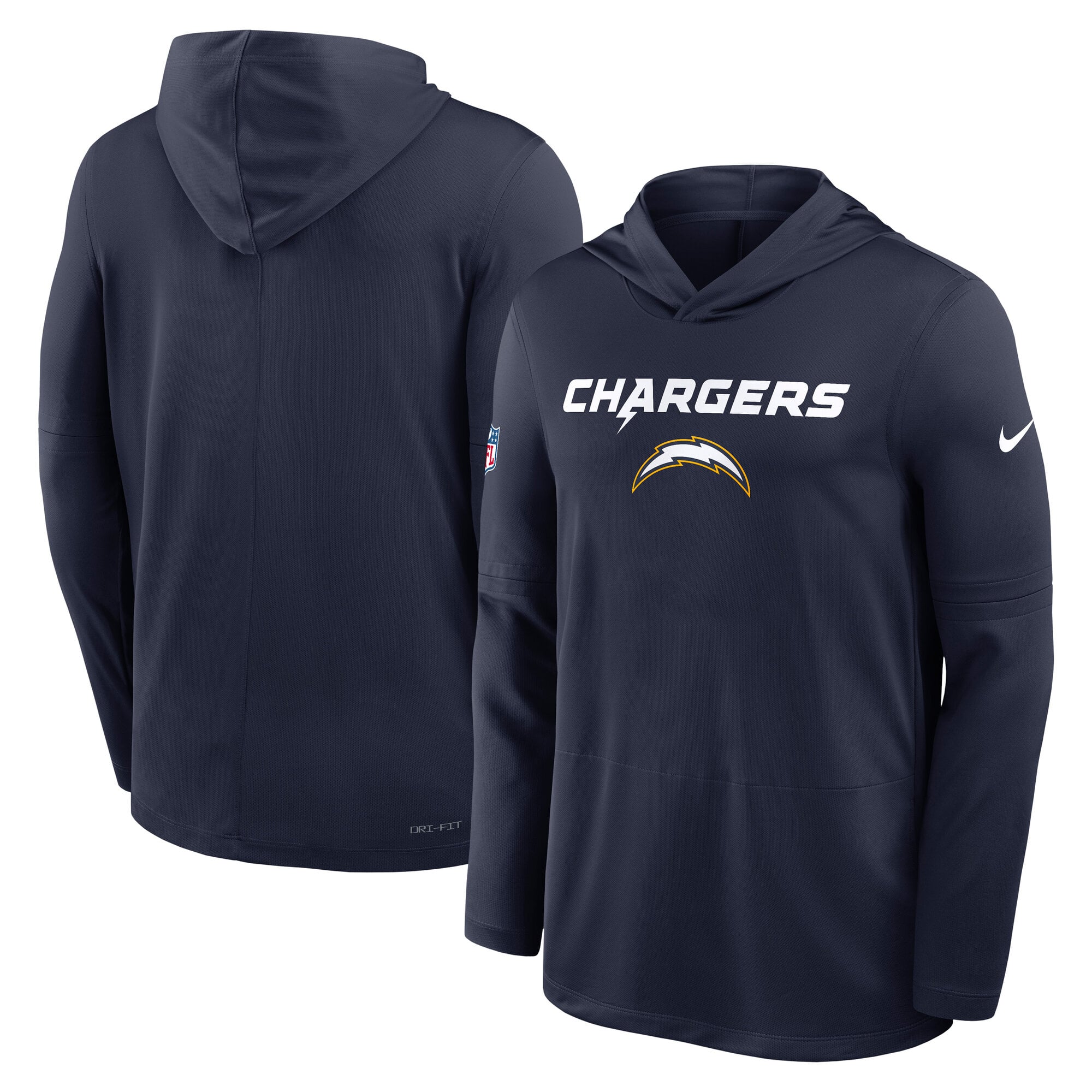 Haut à capuche léger Nike bleu marine Los Angeles Chargers Sideline Alt Pack Dri-FIT pour homme
