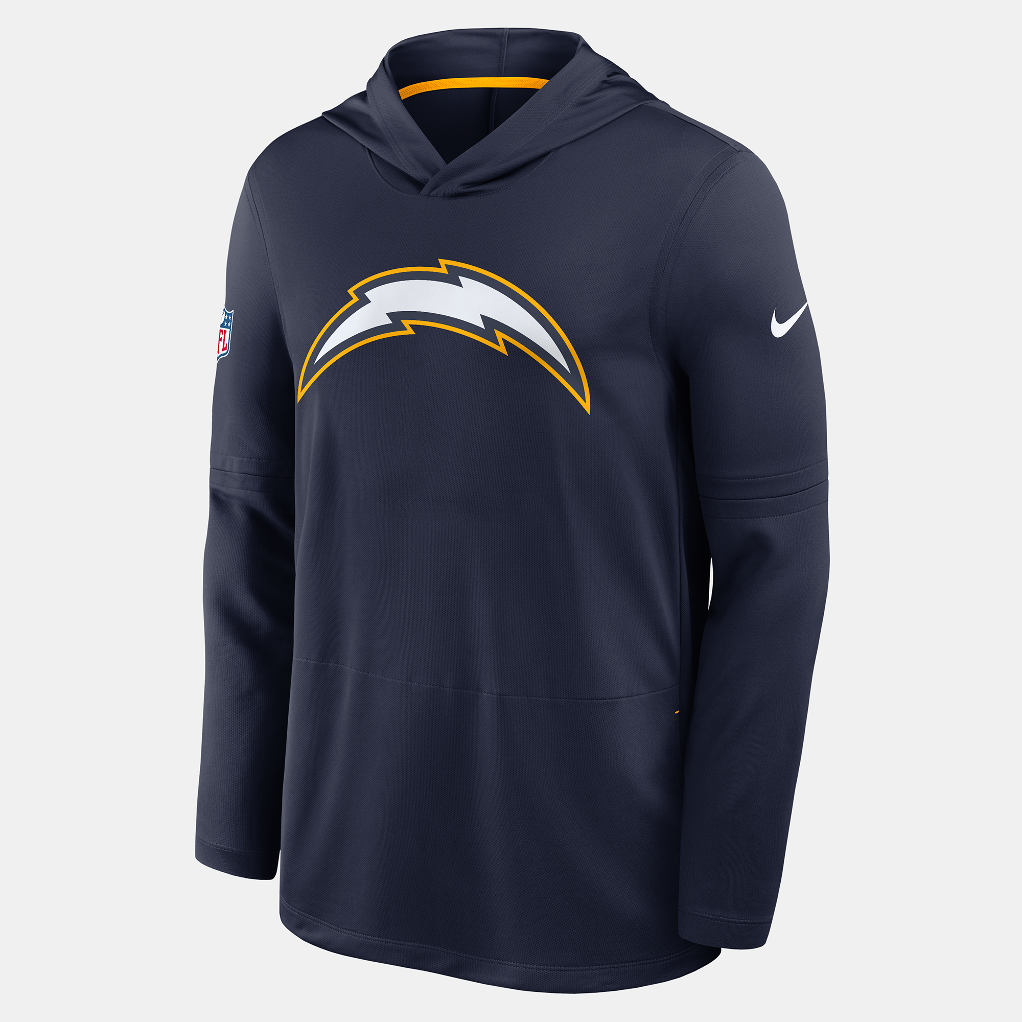 Men's Nike Navy Los Angeles Chargers Sideline Alternate Lightweight Long Sleeve Hooded Dri-FIT T-Shirt