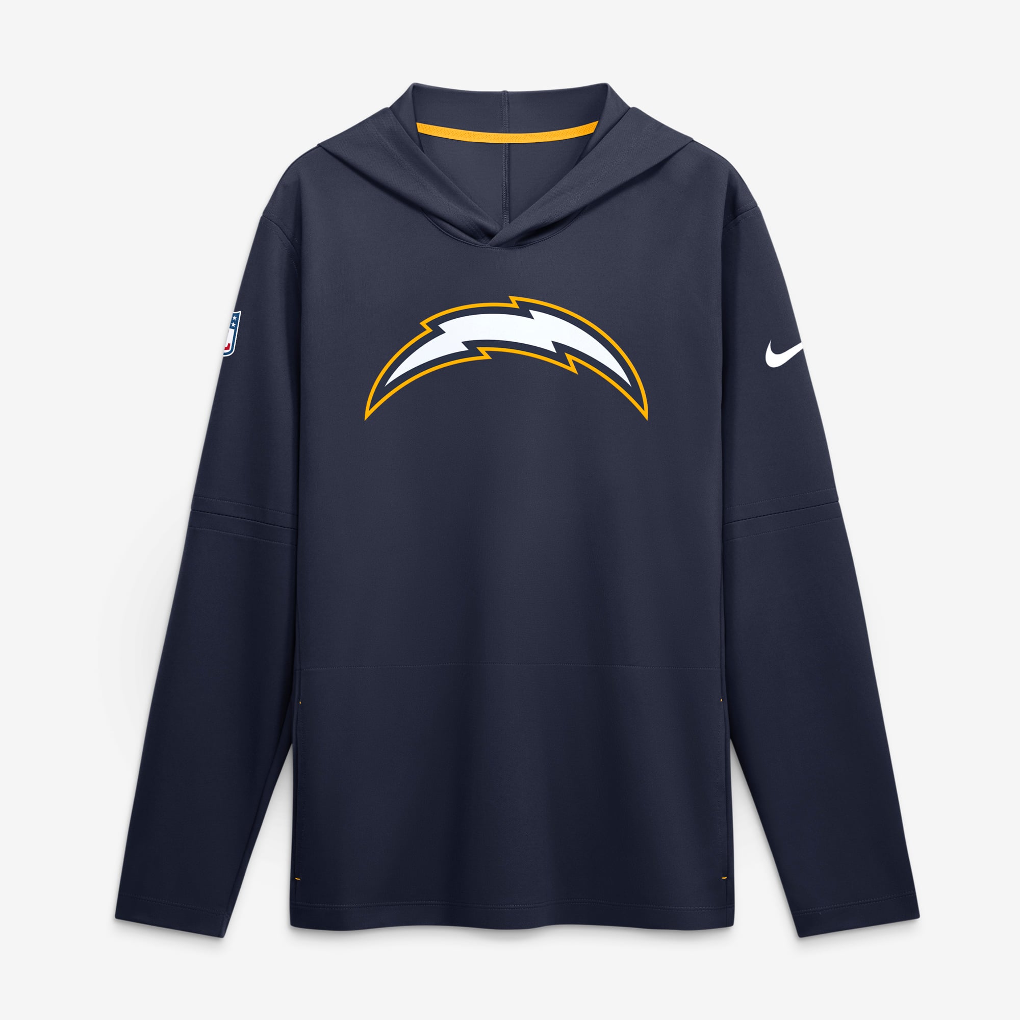 Men's Nike Navy Los Angeles Chargers Sideline Alternate Lightweight Long Sleeve Hooded Dri-FIT T-Shirt
