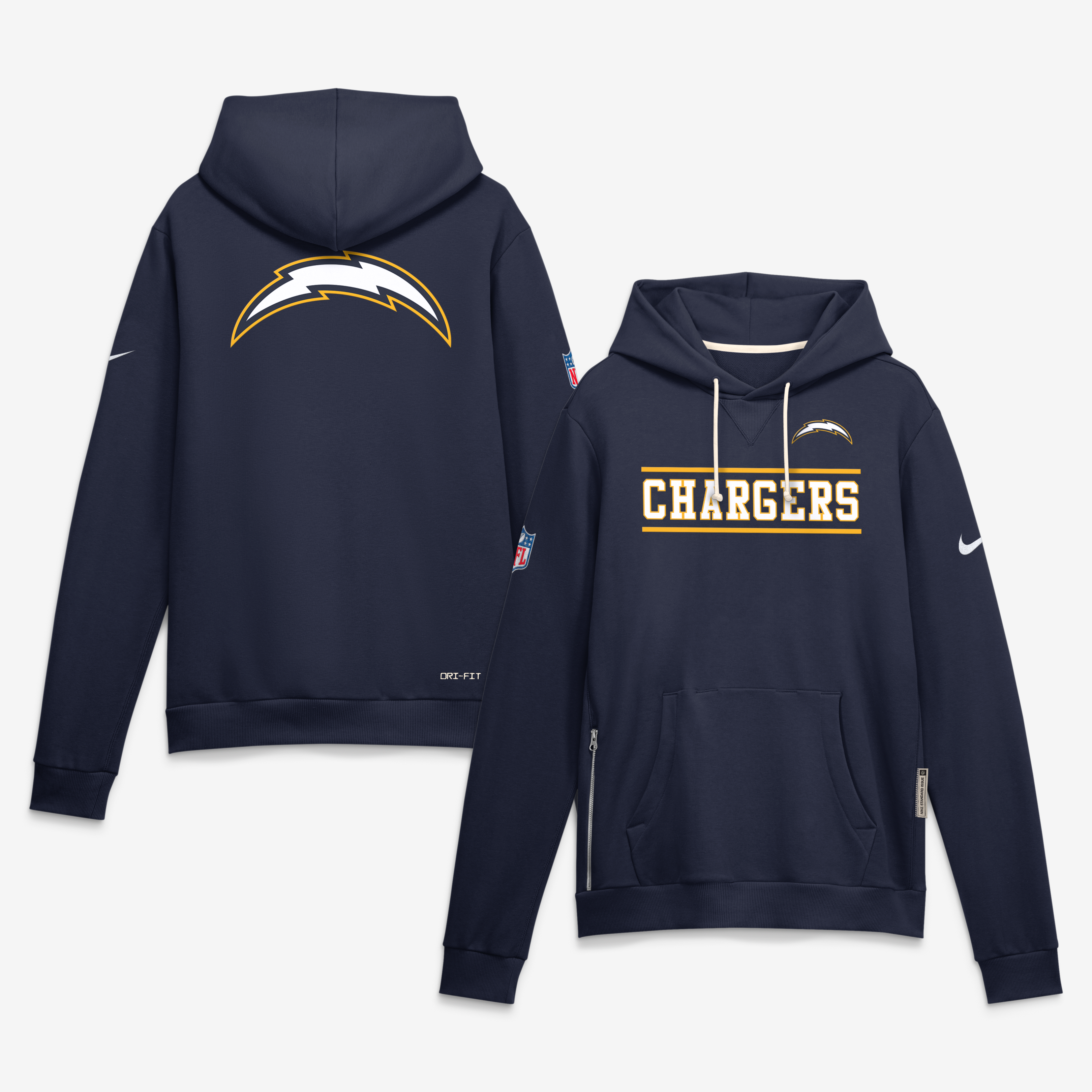 Men's Nike Navy Los Angeles Chargers Standard Issue Replay Officials Alternate Dri-FIT Hoodie