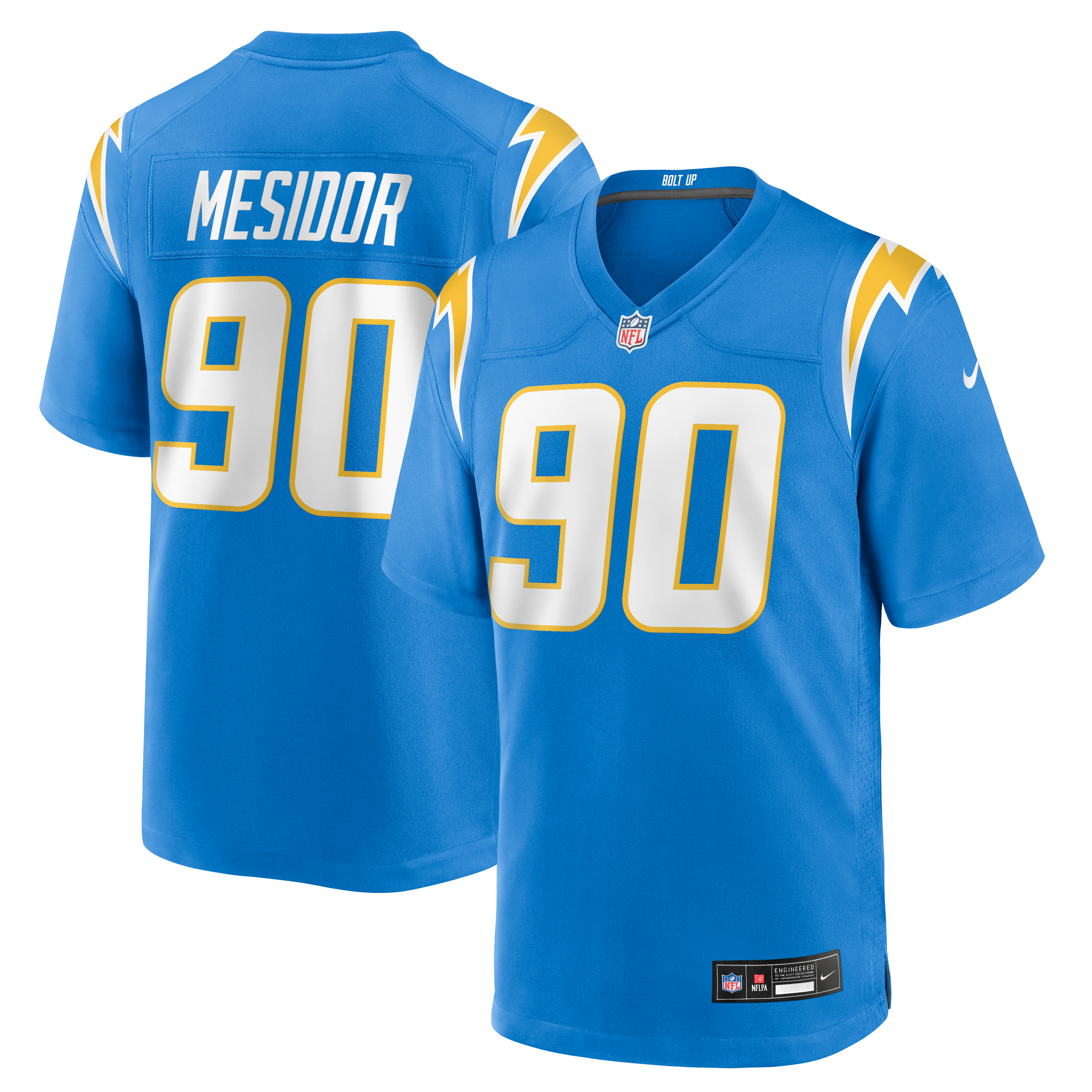Maillot de match Nike bleu poudré pour homme des Chargers Los Angeles, Akheem Mesidor