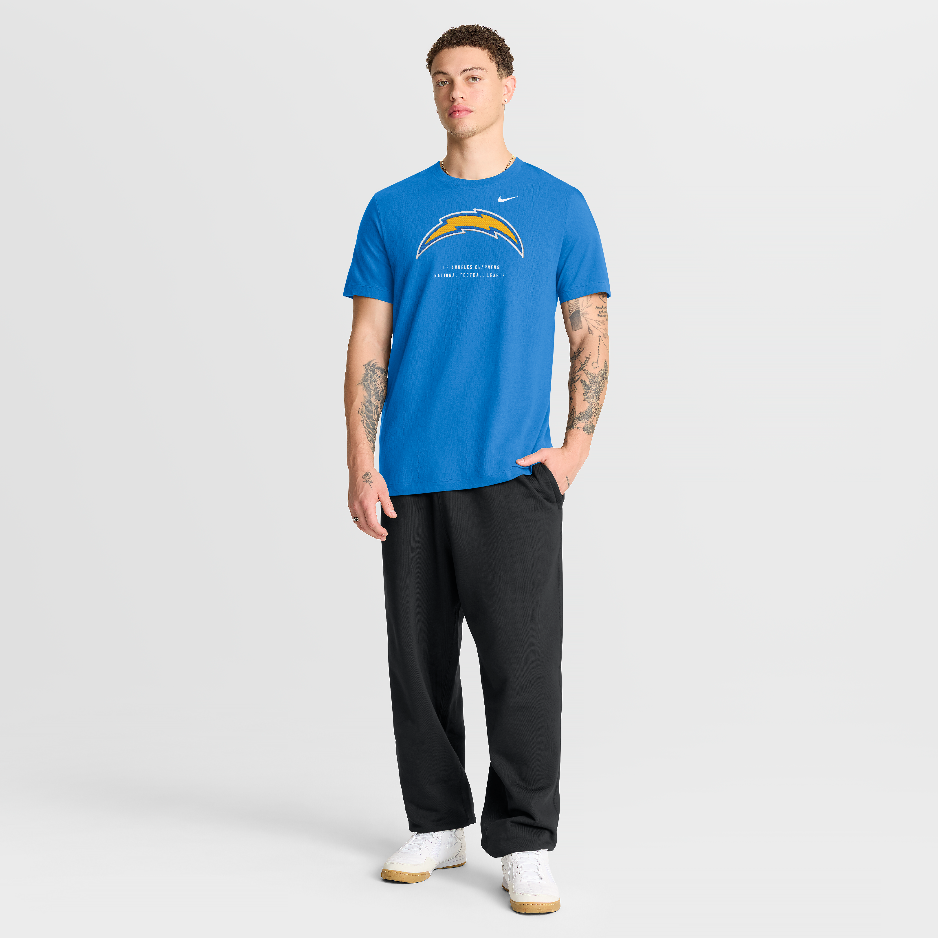 T-shirt Nike bleu poudré pour homme, Los Angeles Chargers, propriété de