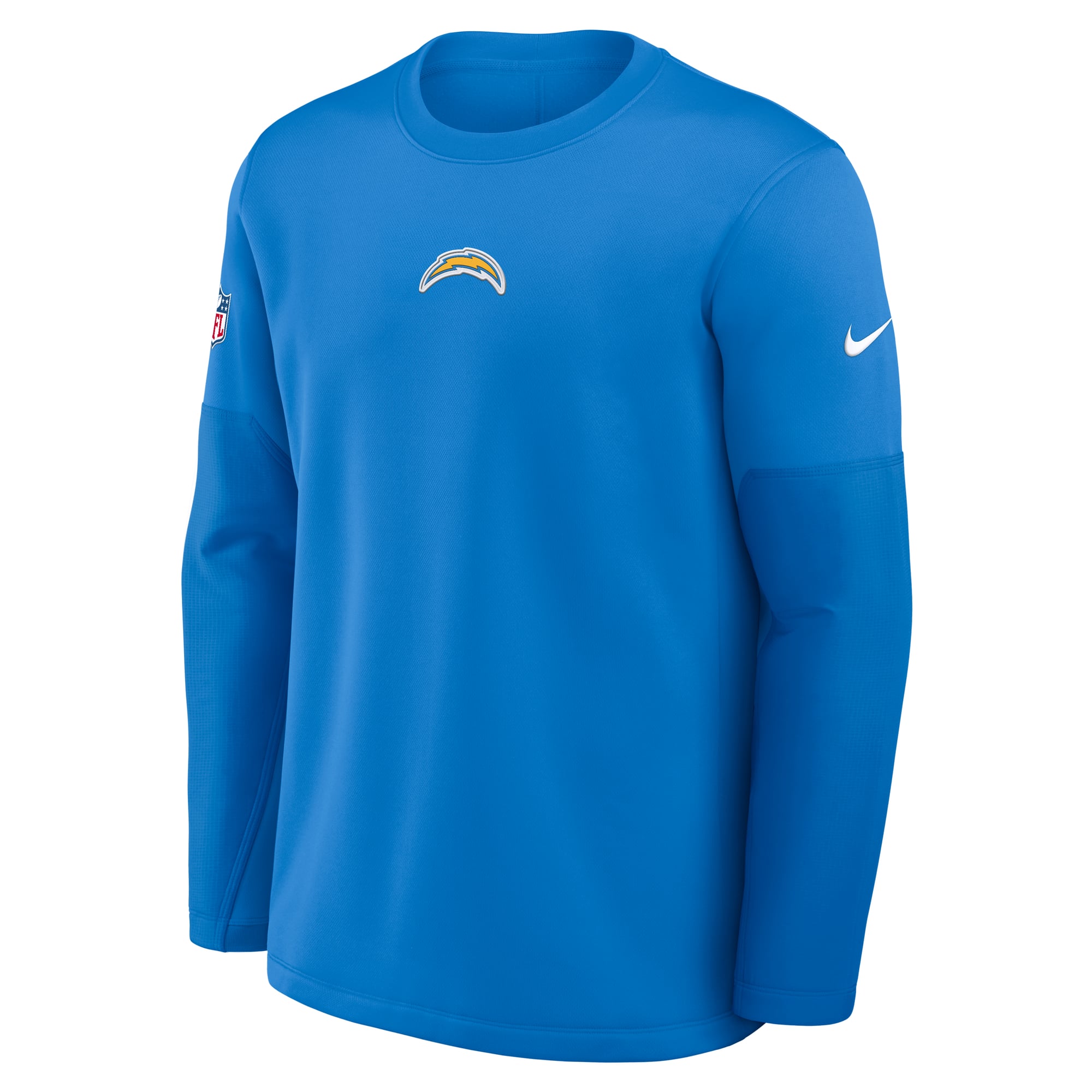 Men's Nike Powder Blue Los Angeles Chargers Sideline Coaches Midweight Therma-FIT Crew Pullover