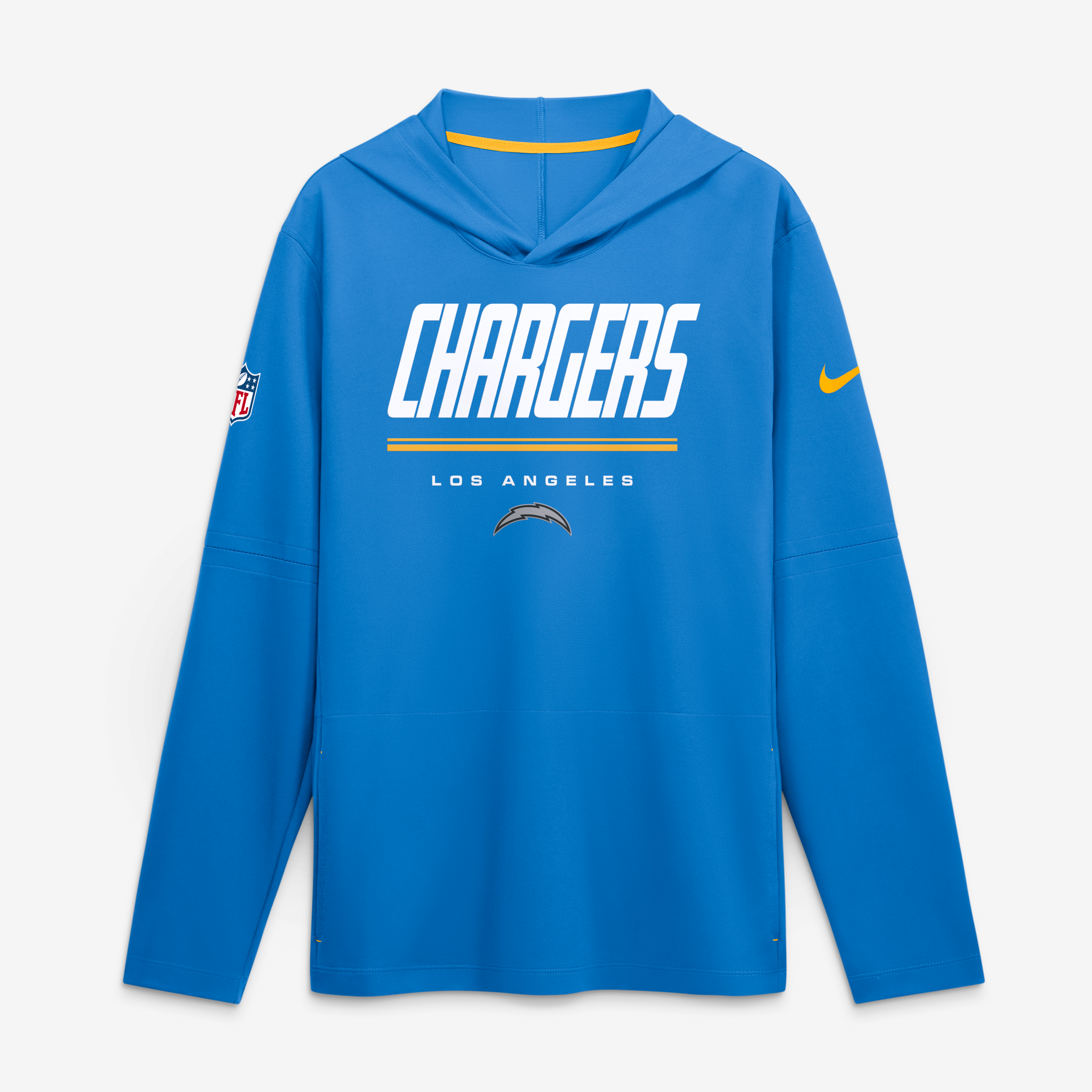 Men's Nike Powder Blue Los Angeles Chargers Sideline Game On Lightweight Long Sleeve Hooded Dri-FIT Top