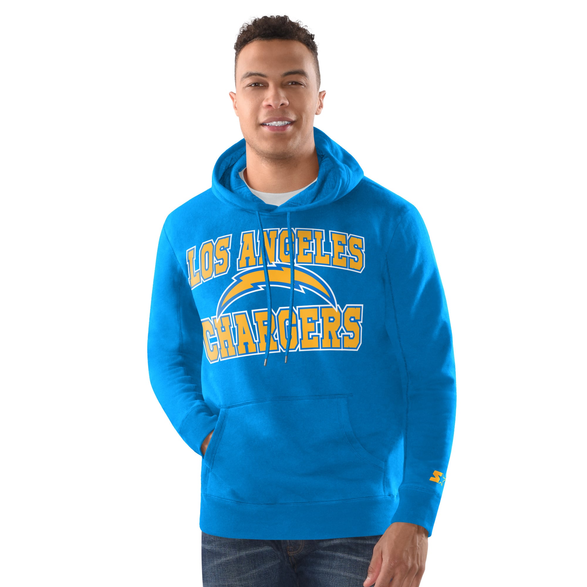 Men's Starter Light Blue Los Angeles Chargers Hoodie and Cuffed Knit Hat Combo Pack
