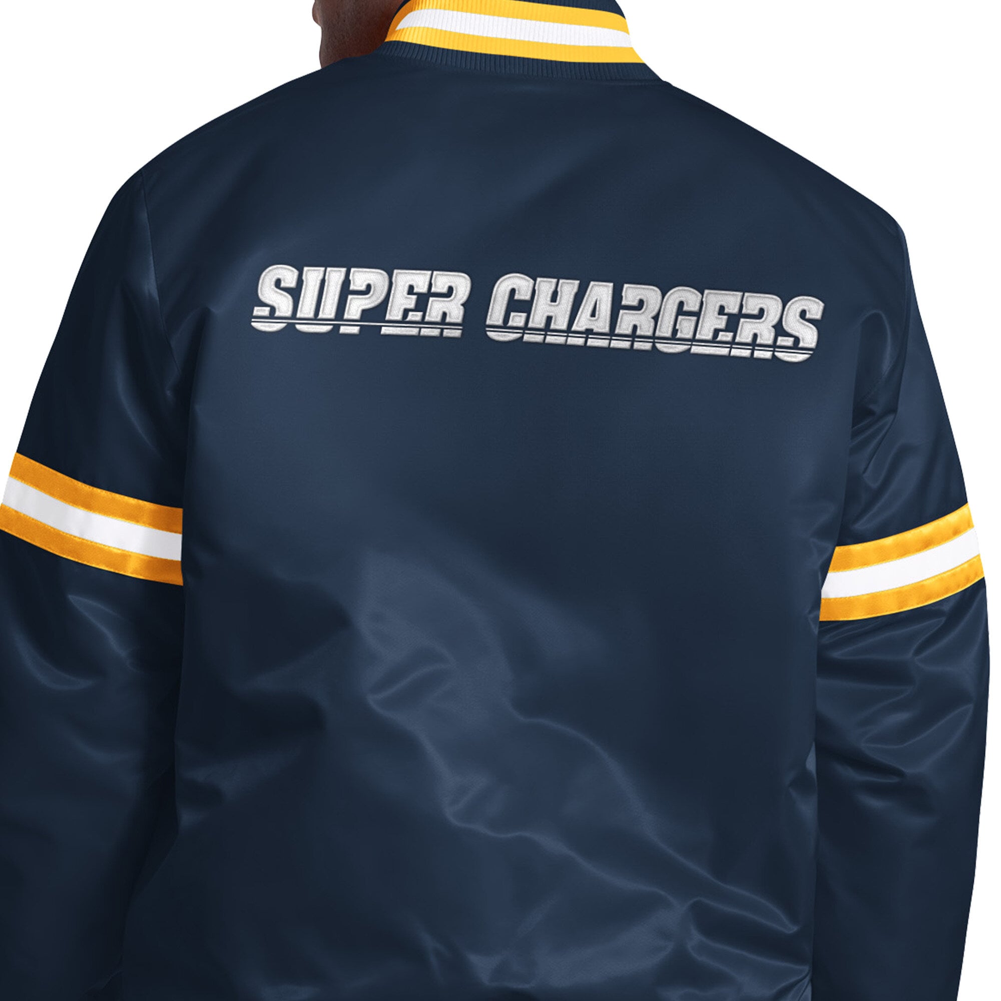 Veste universitaire Starter bleu marine pour homme, logo alternatif Los Angeles Chargers Courtside II, fermeture à boutons-pression.