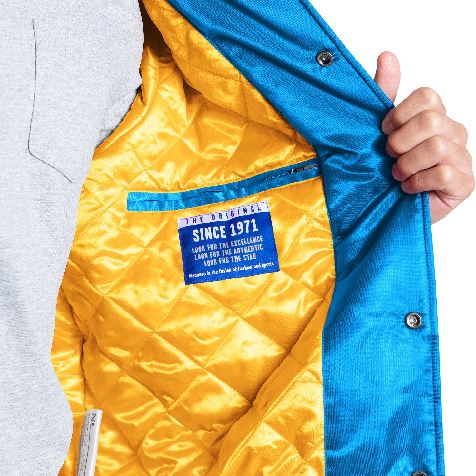 Veste universitaire Starter bleu poudré pour homme, Los Angeles Chargers Courtside, fermeture à boutons-pression.