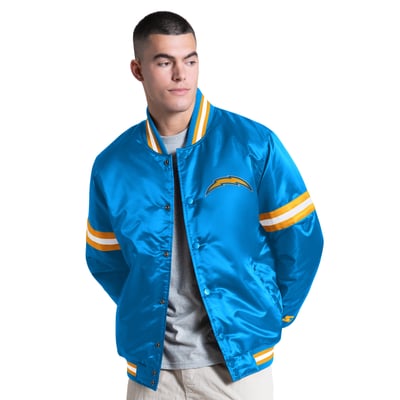 Los Angeles Chargers Starter Courtside Varsity Full Snap Jacket - Powder Blue