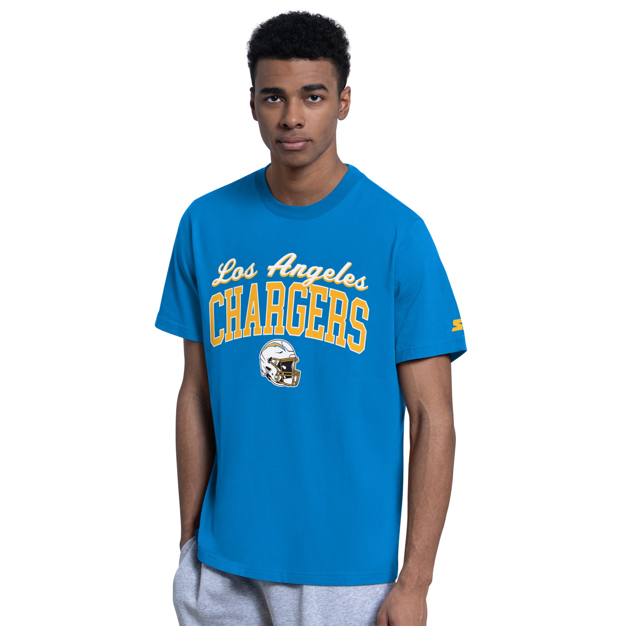 Ensemble t-shirt et sweat à capuche Starter bleu poudré pour homme, logo des Los Angeles Chargers.