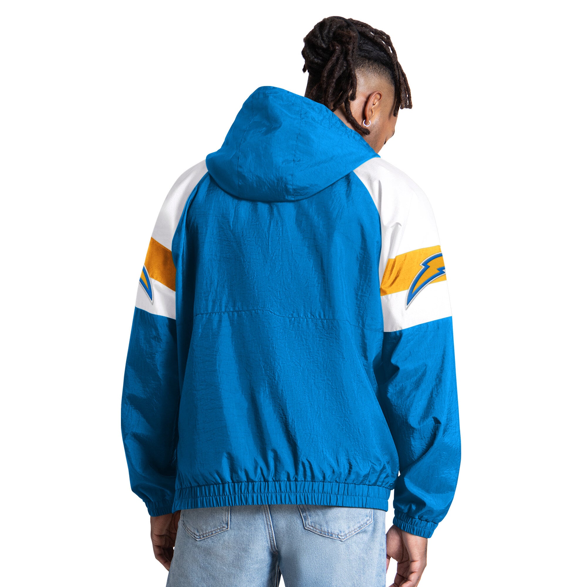 Men's Starter Powder Blue Los Angeles Chargers Street Cut Half-Zip Jacket