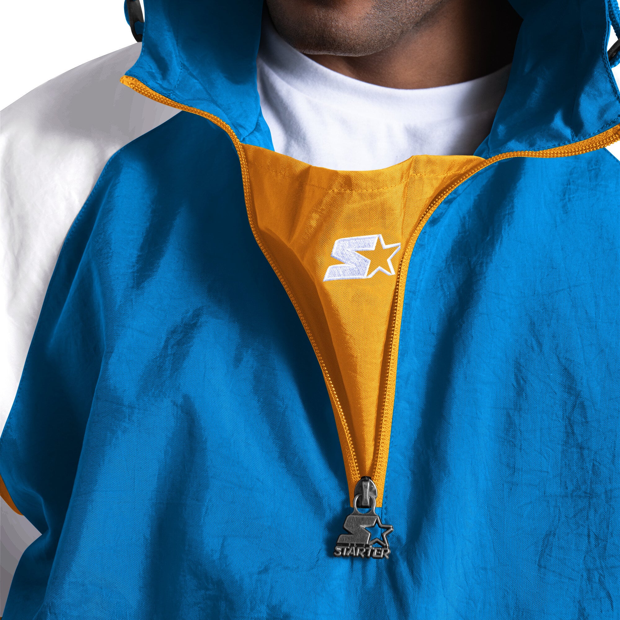Men's Starter Powder Blue Los Angeles Chargers Street Cut Half-Zip Jacket