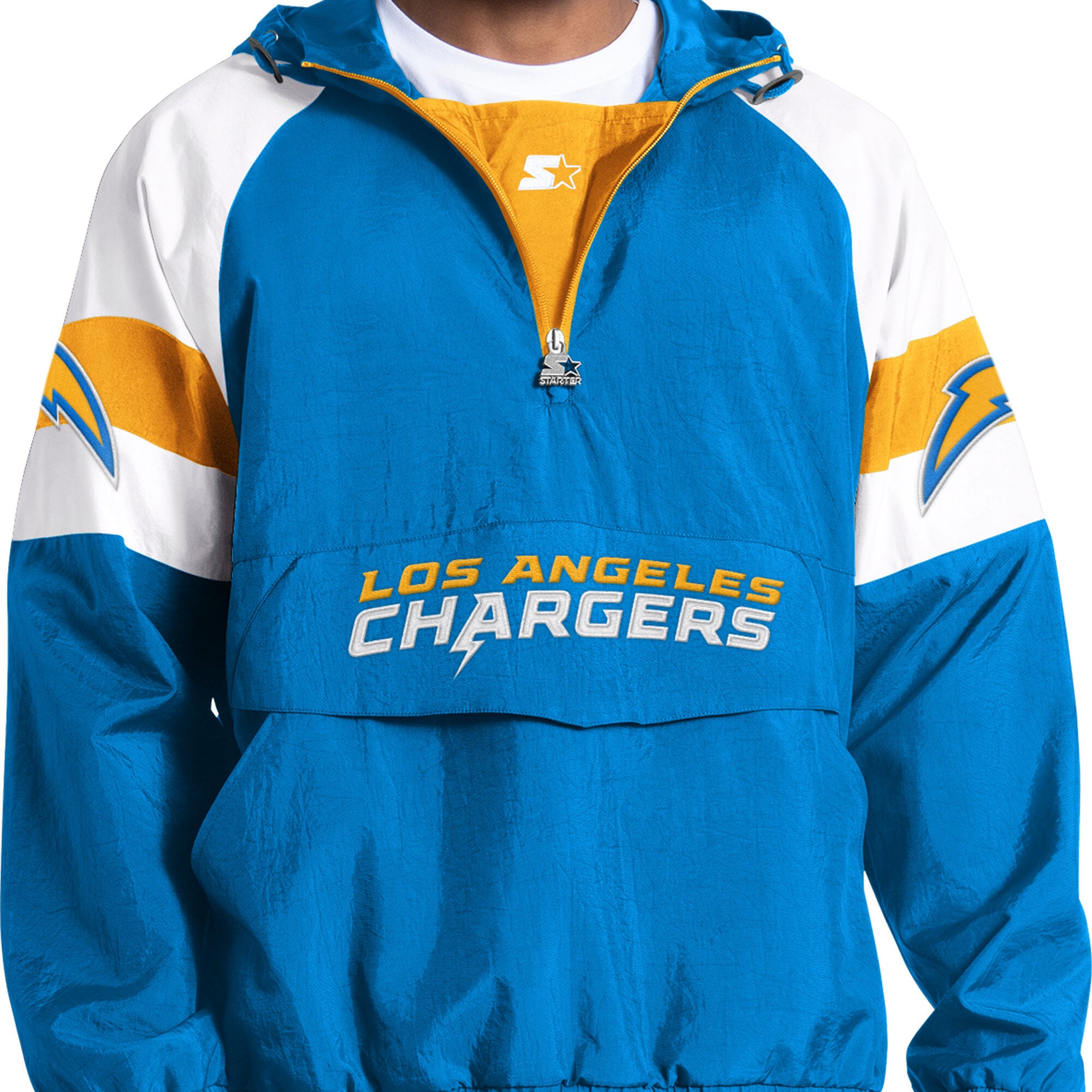 Men's Starter Powder Blue Los Angeles Chargers Street Cut Half-Zip Jacket