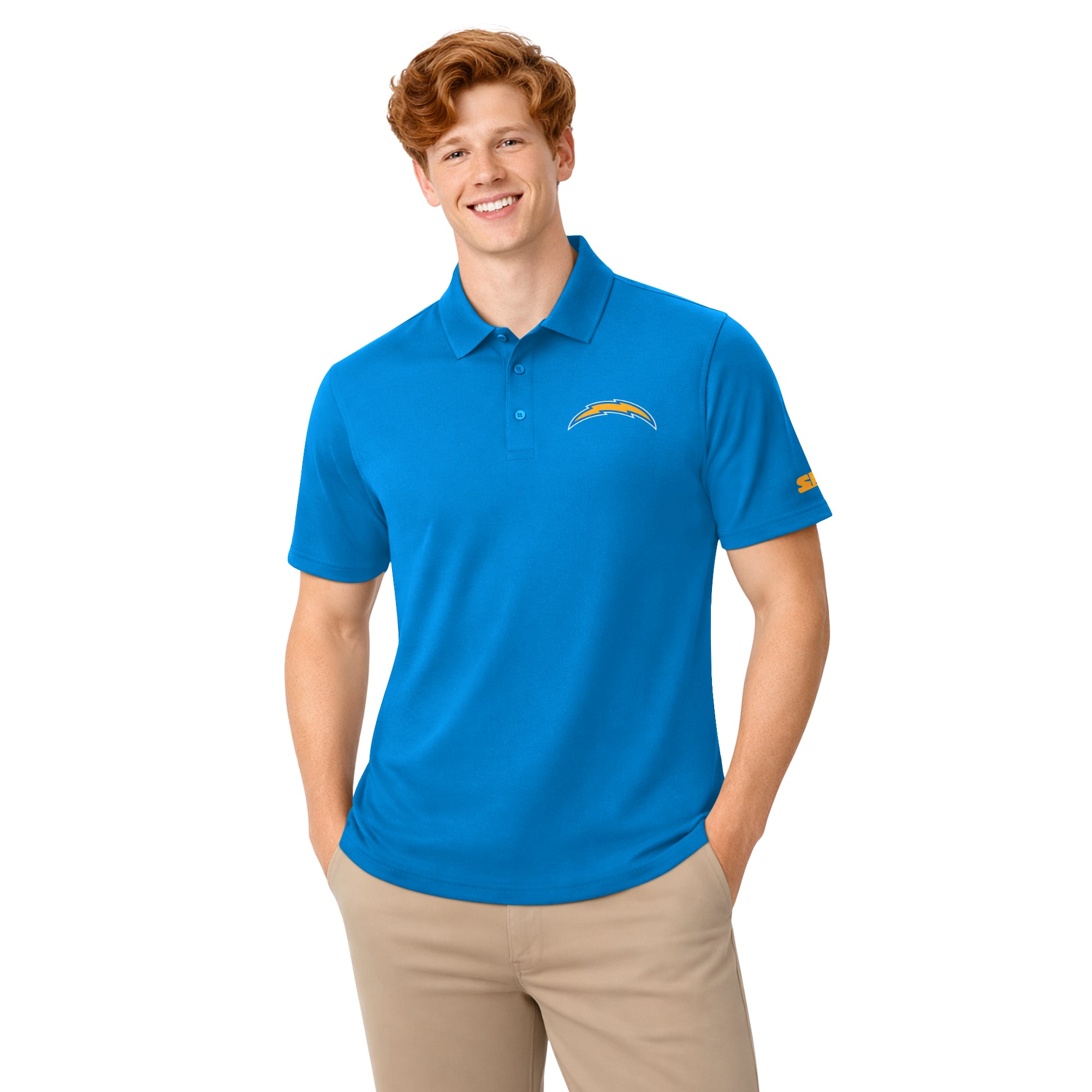 Ensemble de deux polos à logo Los Angeles Chargers, bleu poudré et or, la marque Starter, pour homme.