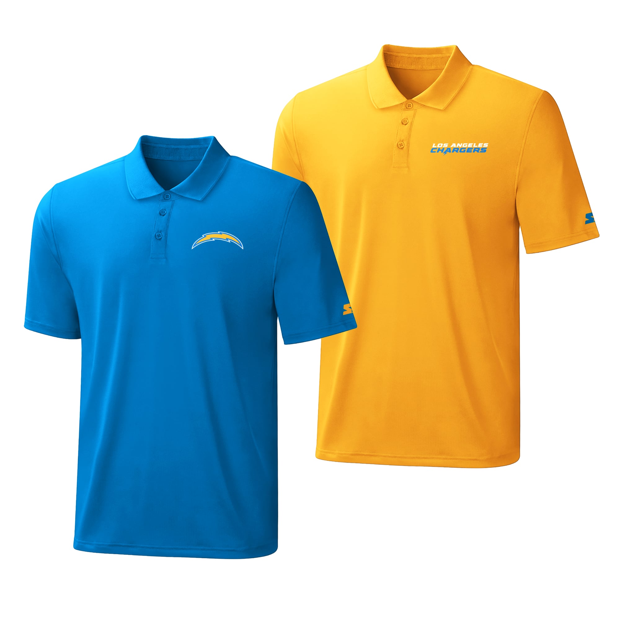 Ensemble de deux polos à logo Los Angeles Chargers, bleu poudré et or, la marque Starter, pour homme.