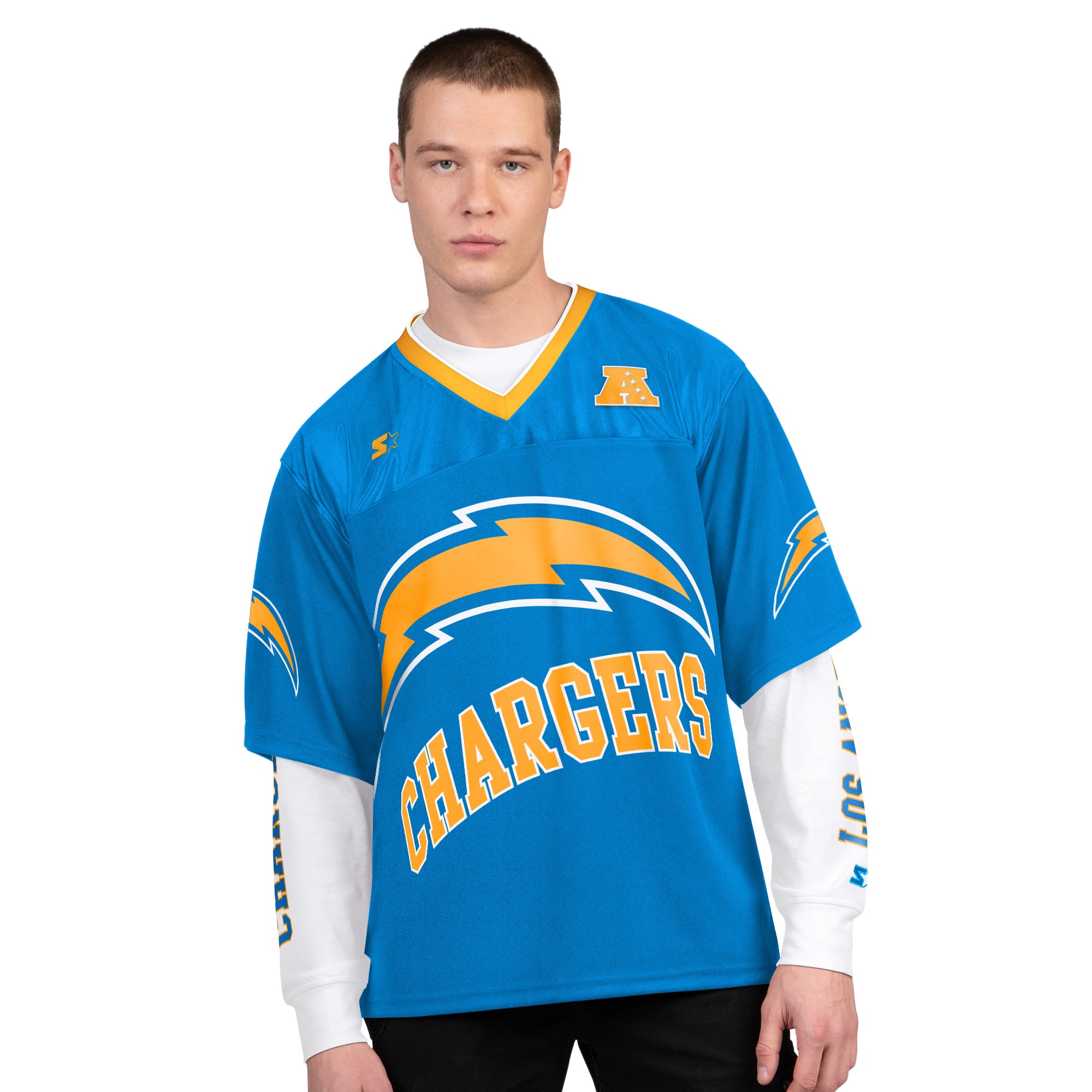 Pack de t-shirts à manches courtes et longues Starter bleu poudre/blanc Los Angeles Chargers pour homme