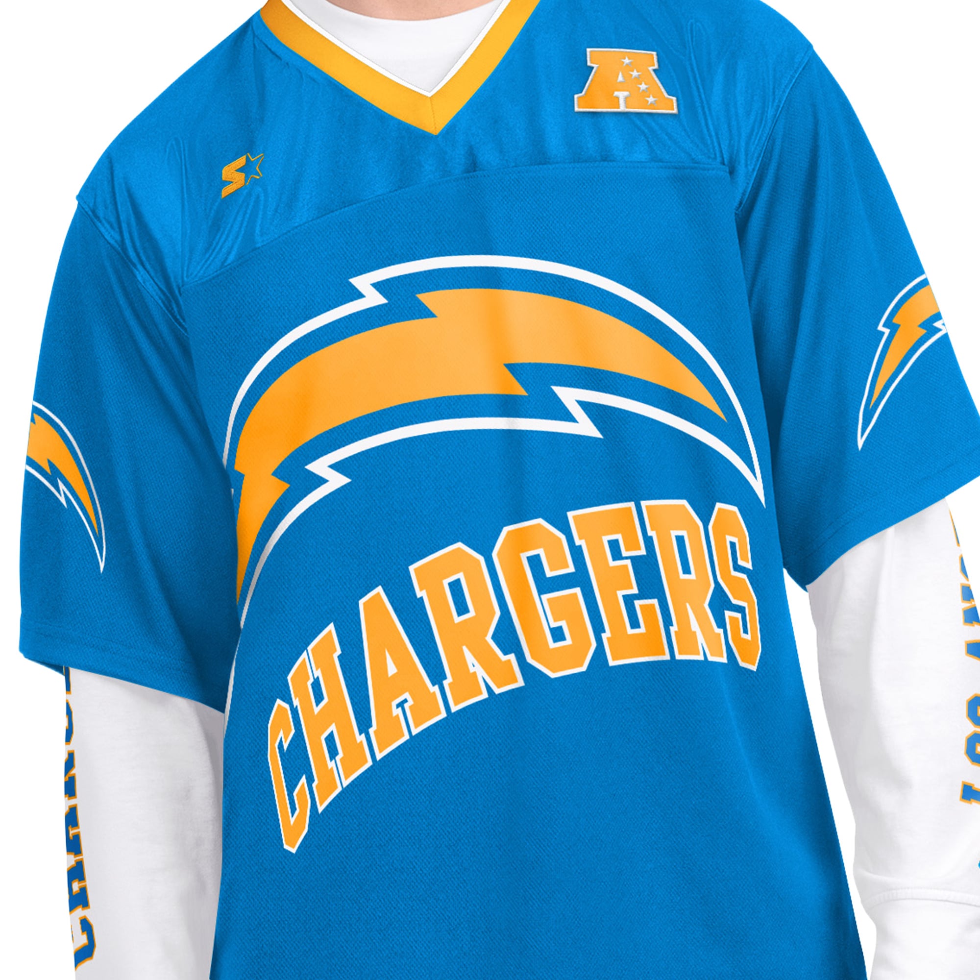 Pack de t-shirts à manches courtes et longues Starter bleu poudre/blanc Los Angeles Chargers pour homme