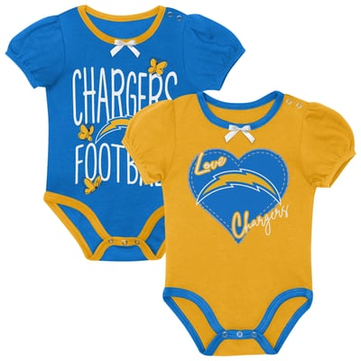 Los Angeles Chargers Outerstuff Newborn & Infant Star Power Two-Piece Bodysuit Set - Powder Blue/Gold