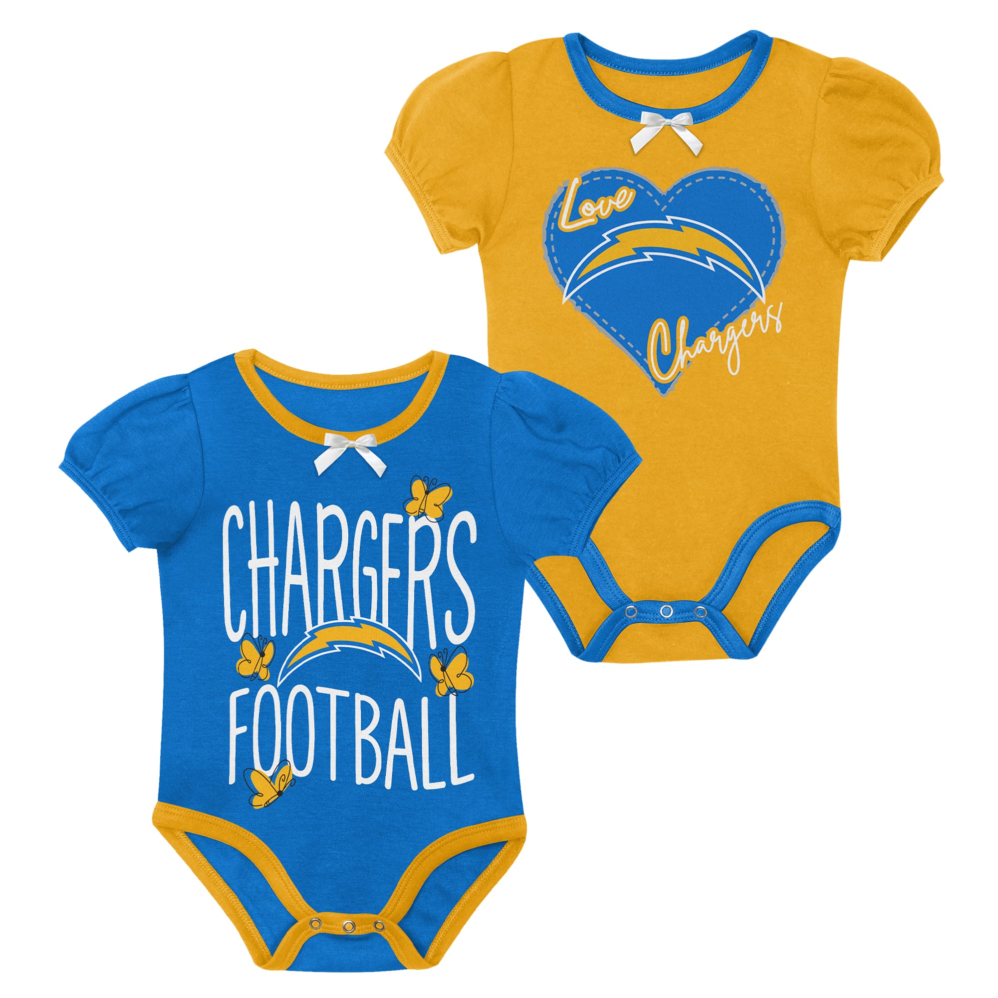 Ensemble body deux pièces Outerstuff bleu poudré/or Los Angeles Chargers Star Power pour nouveau-né et nourrisson