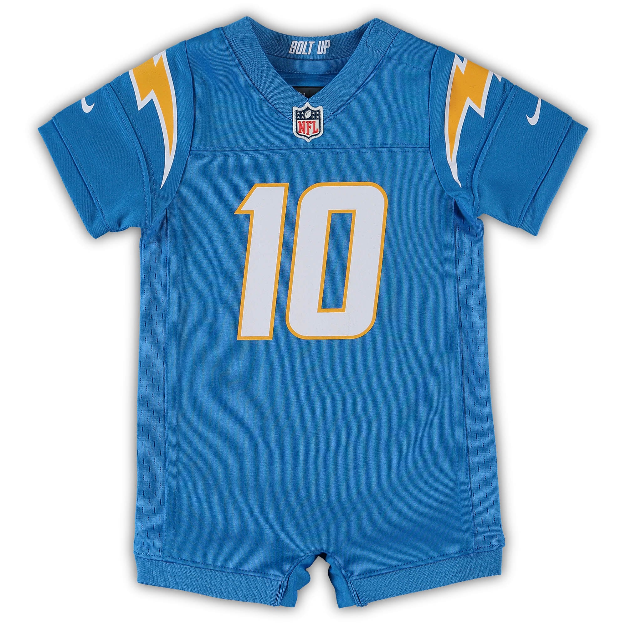 Newborn Nike Justin Herbert Powder Blue Los Angeles Chargers Romper Game Jersey