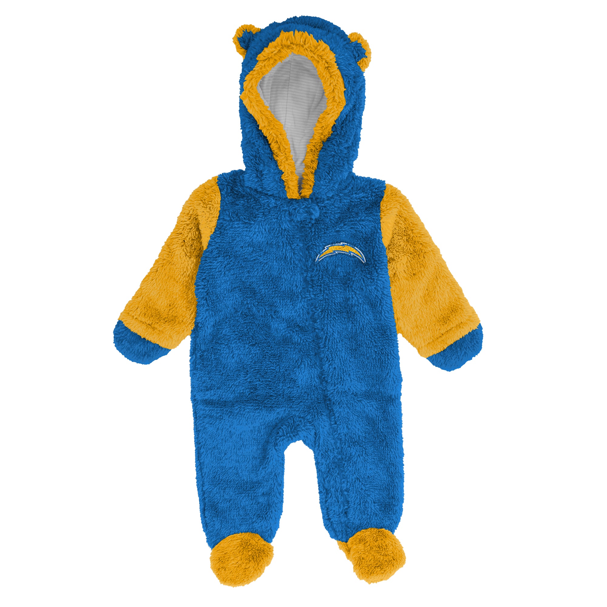 Combinaison pyjama en polaire bleu poudré pour nouveau-né Outerstuff Los Angeles Chargers, motif ourson, fermeture éclair intégrale