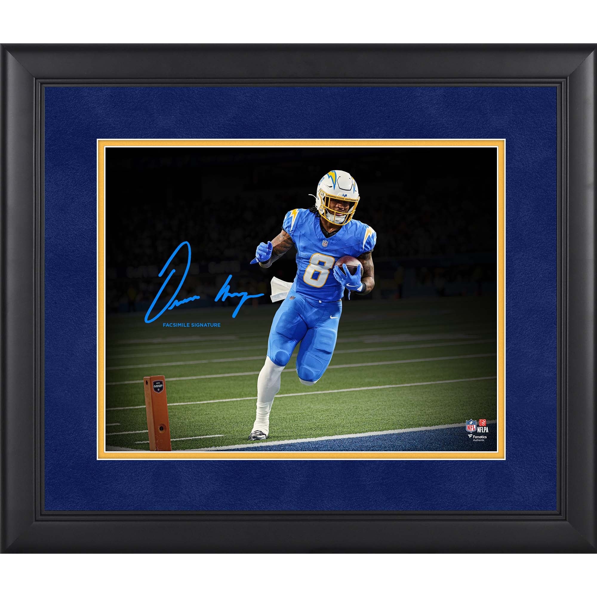 Photo encadrée avec la signature fac-similé d'Omarion Hampton, joueur des Chargers de Los Angeles (11 x 14 pouces).