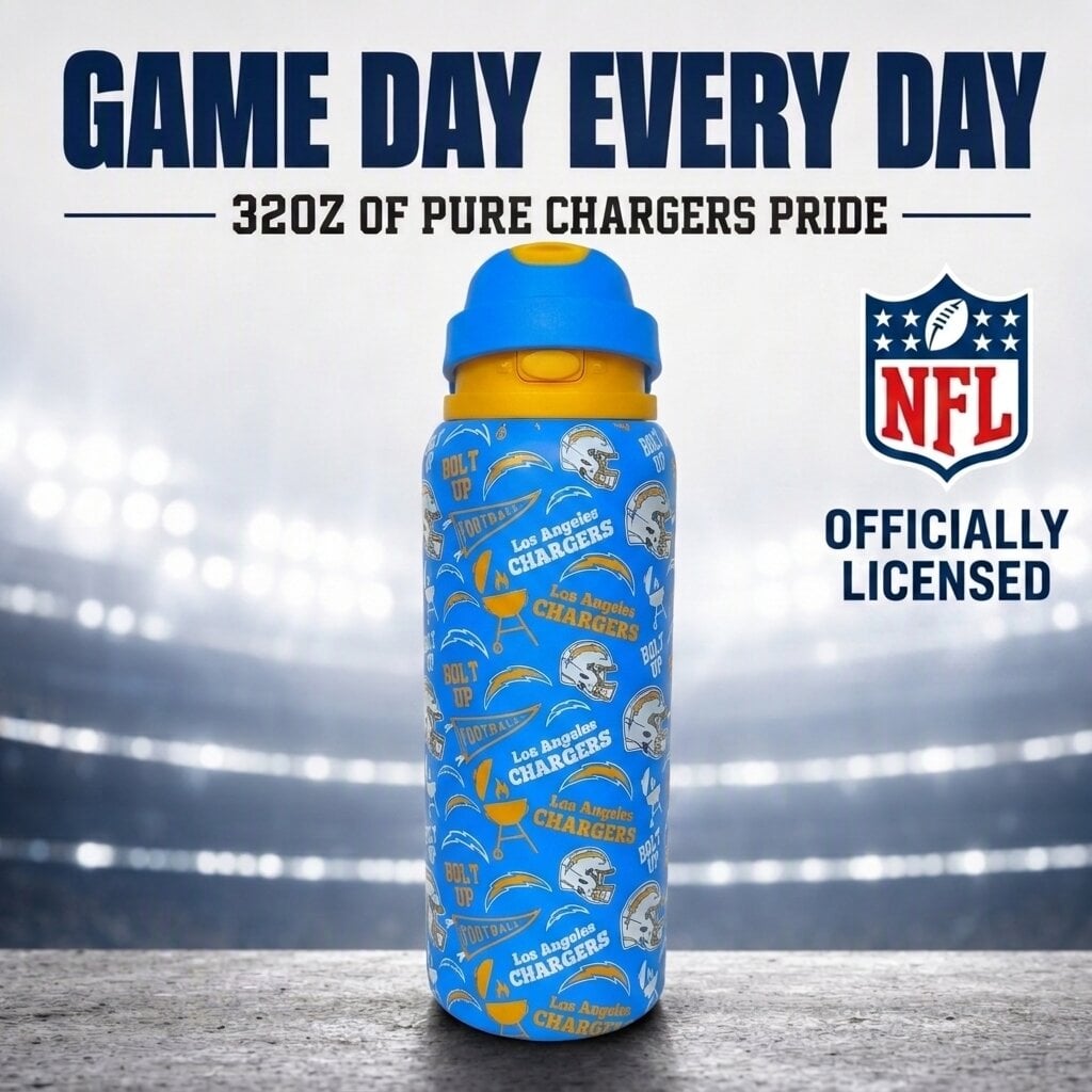 Pegasus Los Angeles Chargers 32oz. Game Day Pennant Stainless Steel ProPress Water Bottle