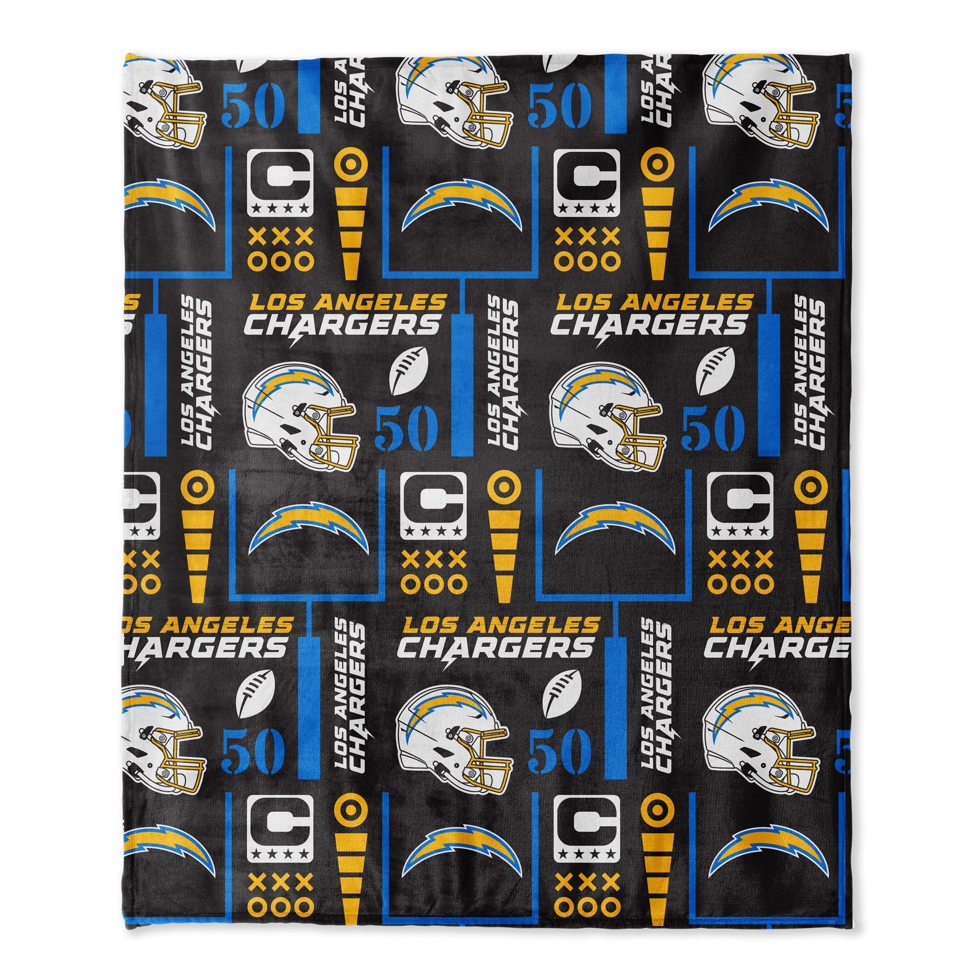 Pegasus Los Angeles Chargers 50" x 60" Blackout Team Spirit Ultra Soft Throw & Plush Football Combo Pack