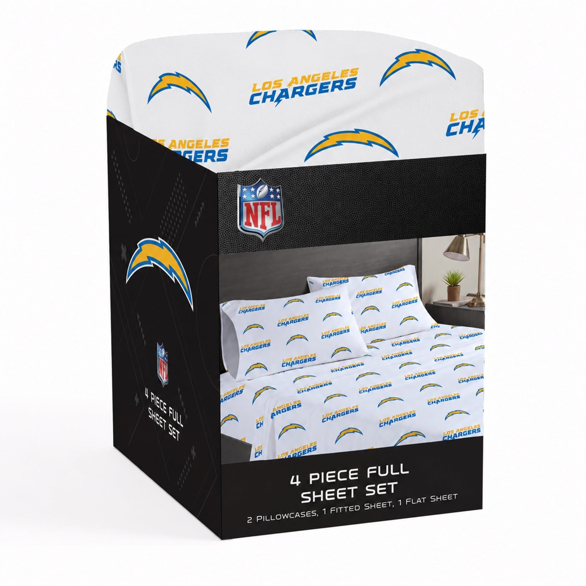 Pegasus Los Angeles Chargers Four-Piece Full Sheet Set
