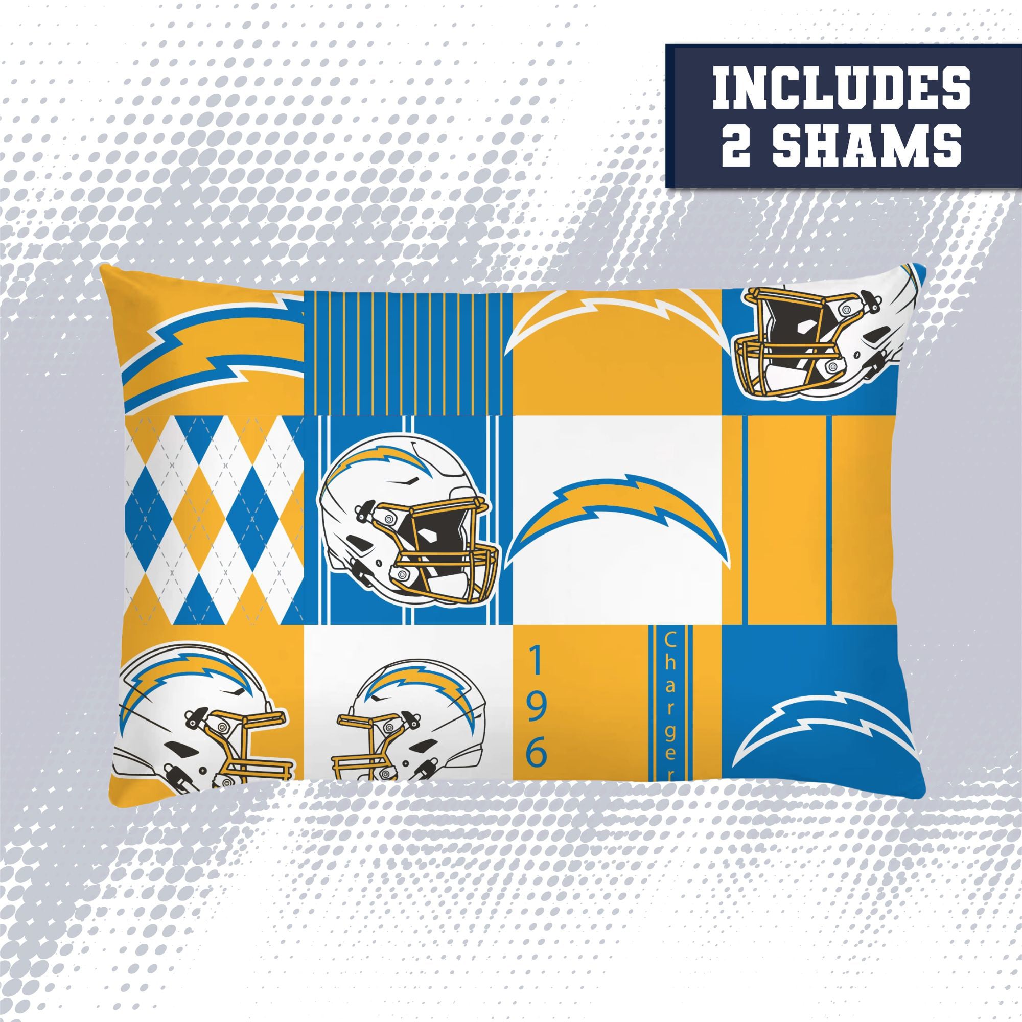 Pegasus Los Angeles Chargers Patchwork Plaid Three-Piece Full/Queen Bed in a Bag Set