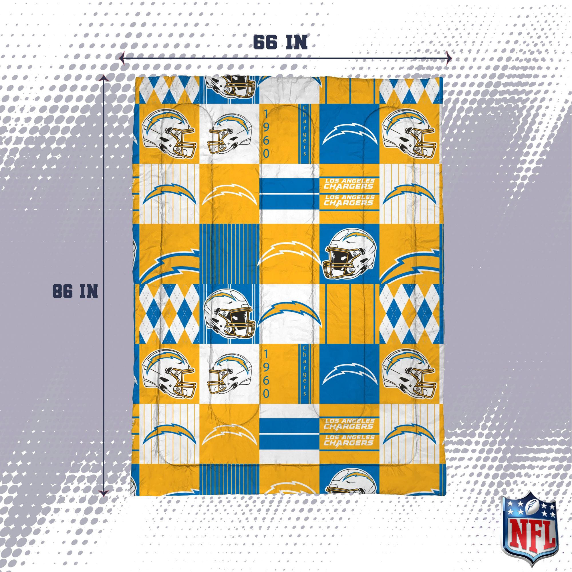 Ensemble de literie deux pièces Pegasus Los Angeles Chargers Patchwork Plaid Twin/Twin XL