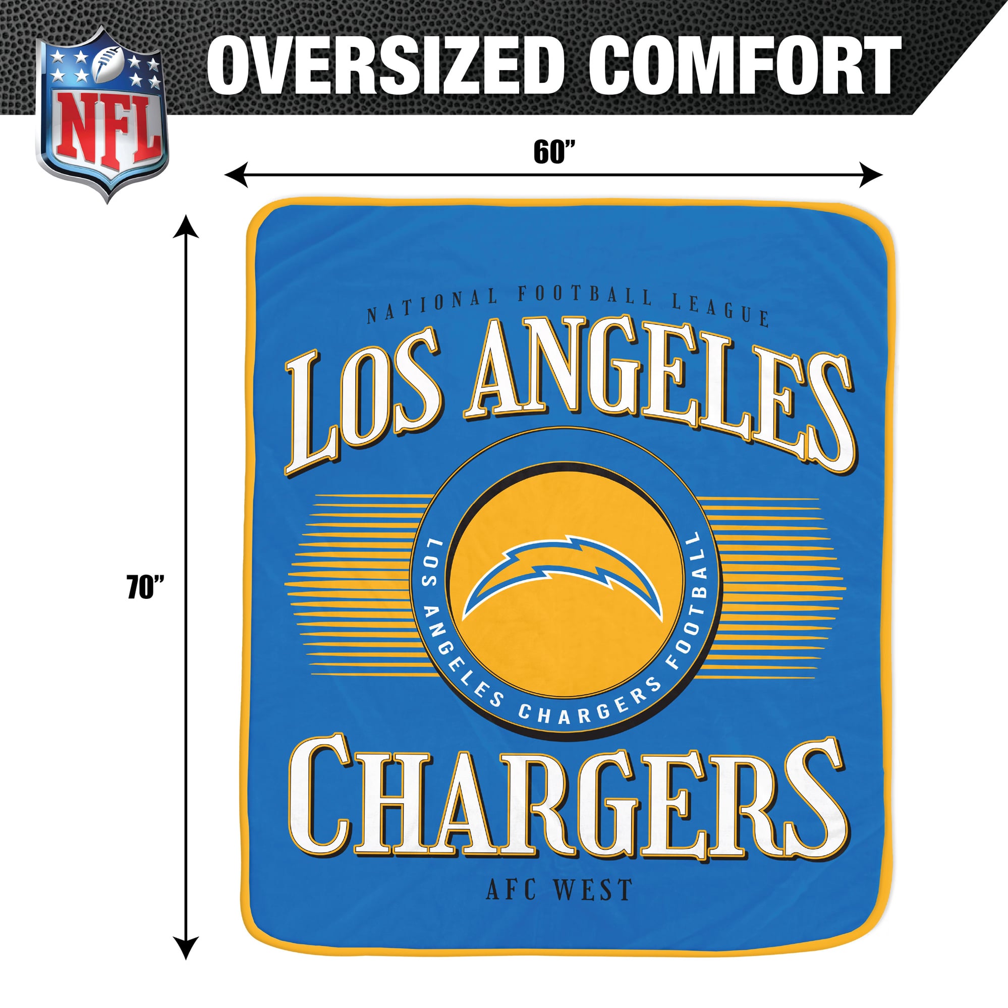 Couverture ultra douce Pegasus Los Angeles Chargers Spotlight Arch 60" x 70"