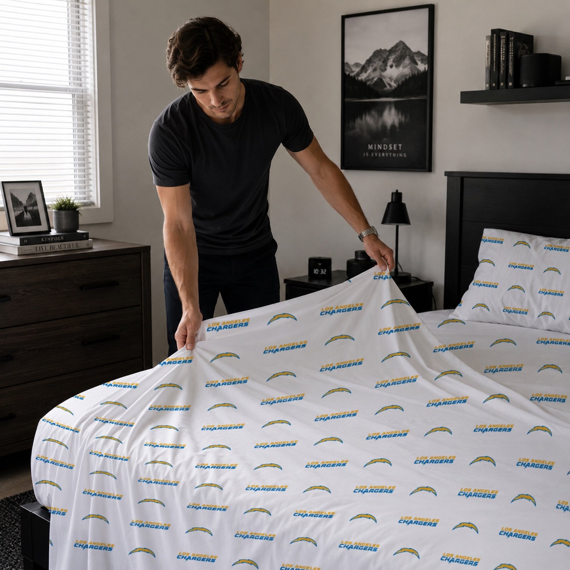 Ensemble de draps trois pièces Pegasus Los Angeles Chargers pour lit simple