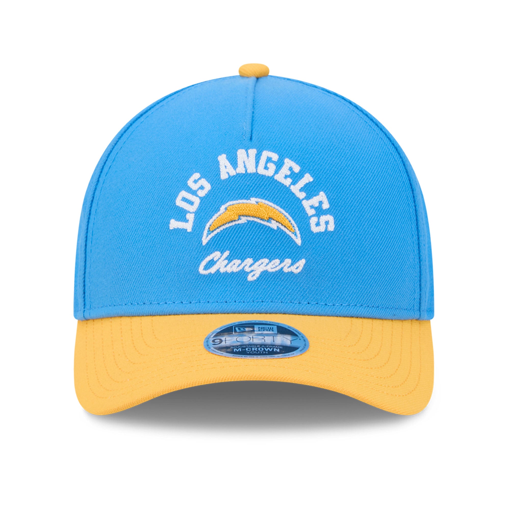 Casquette ajustable New Era bleu poudré Los Angeles Chargers Arch 9FORTY A-Frame M-Crown pour enfants d'âge préscolaire