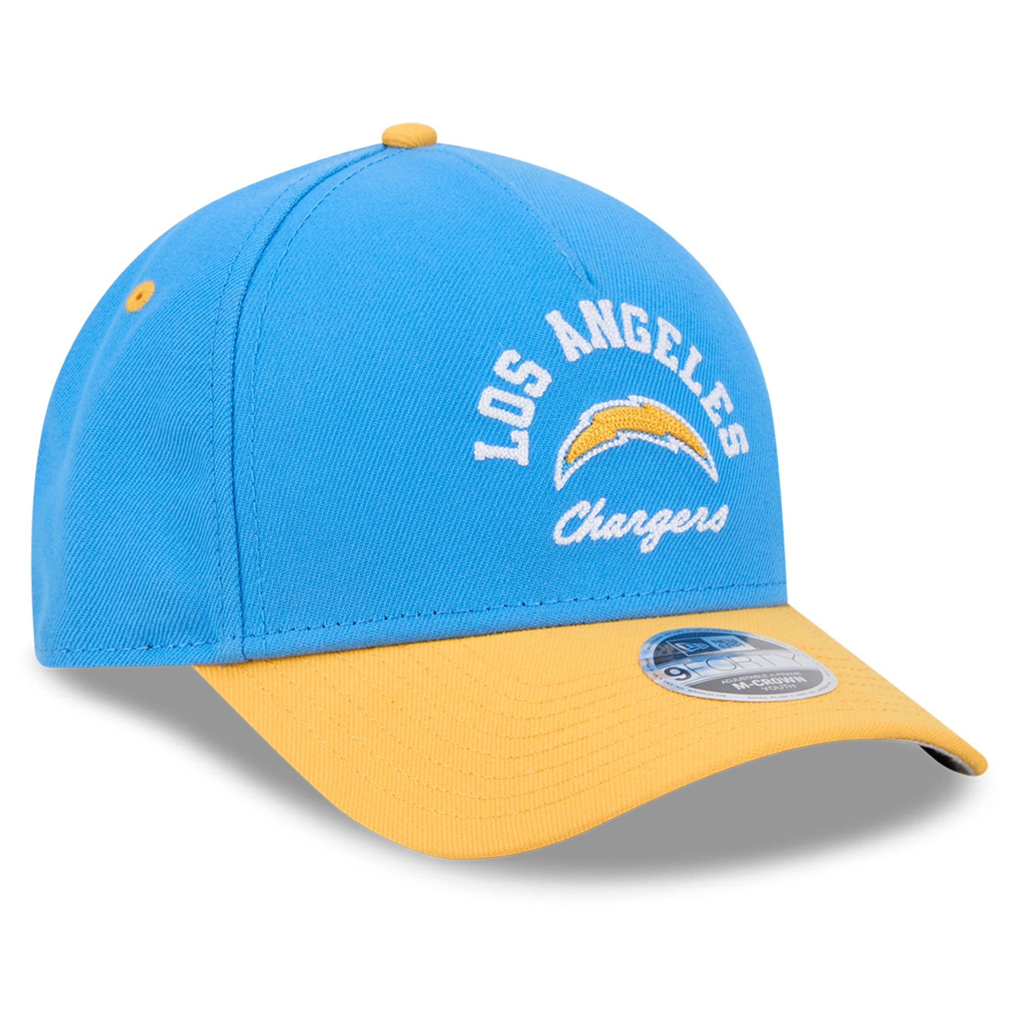 Casquette ajustable New Era bleu poudré Los Angeles Chargers Arch 9FORTY A-Frame M-Crown pour enfants d'âge préscolaire