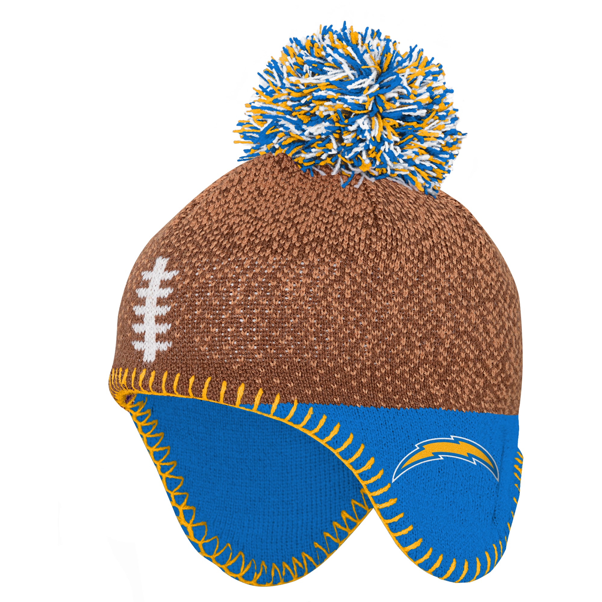 Bonnet tricoté marron Los Angeles Chargers pour enfants d'âge préscolaire