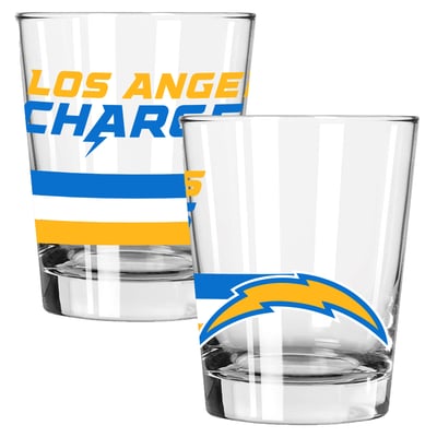Los Angeles Chargers The Memory Company Two-Piece 15oz. Big Stripes Double Old Fashioned Glass Set