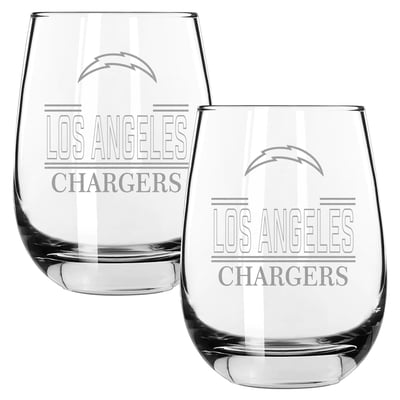 Los Angeles Chargers The Memory Company Two-Piece 15oz. Classic Crew Stemless Wine Glass Set