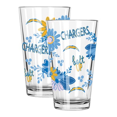 Los Angeles Chargers The Memory Company Two-Piece 16oz. Flowers Pint Glass Set